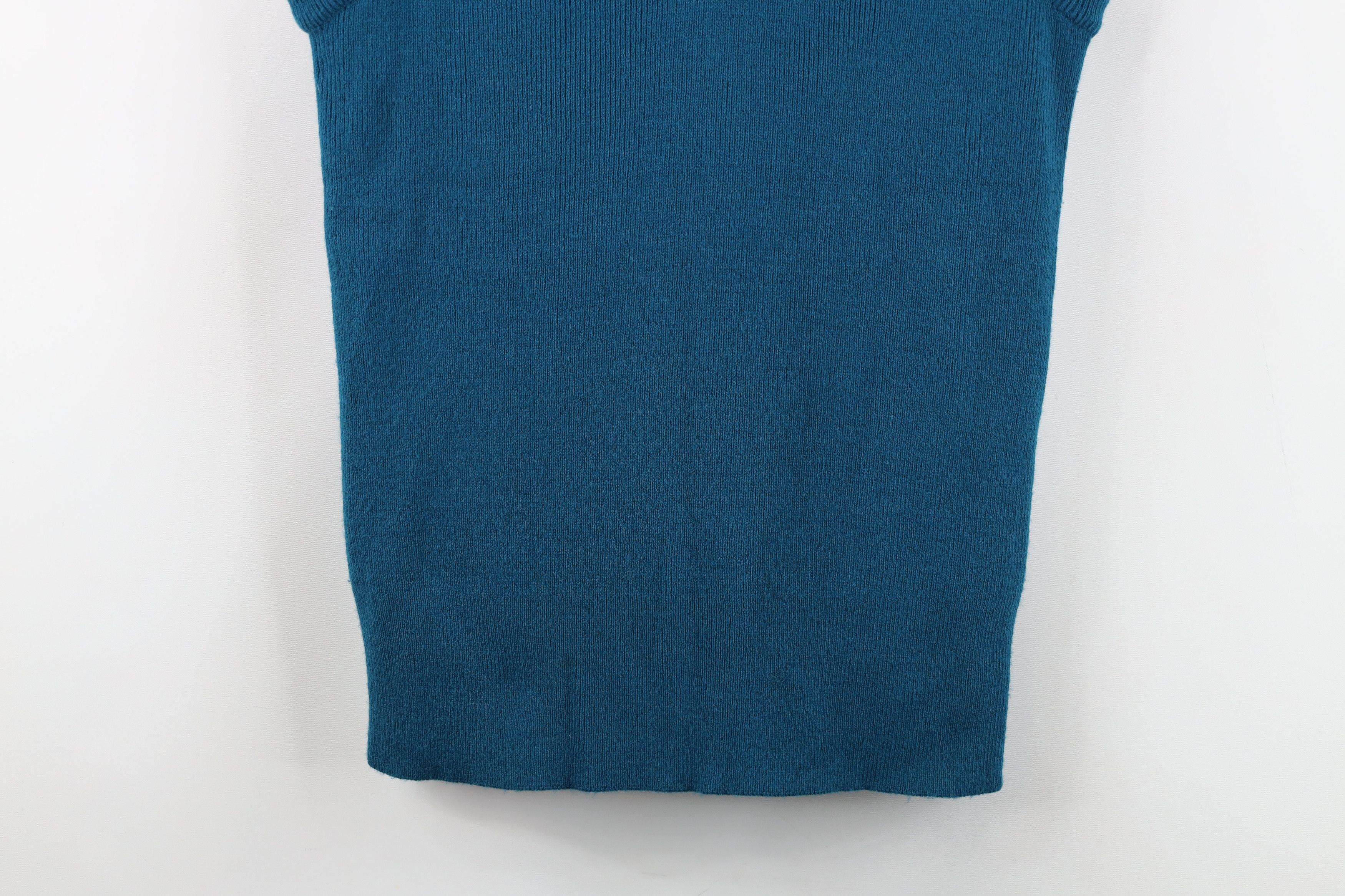 Vintage Vintage 70s Streetwear Blank Ribbed Knit Sweater Vest Teal Size M / US 6-8 / IT 42-44 - 3 Thumbnail
