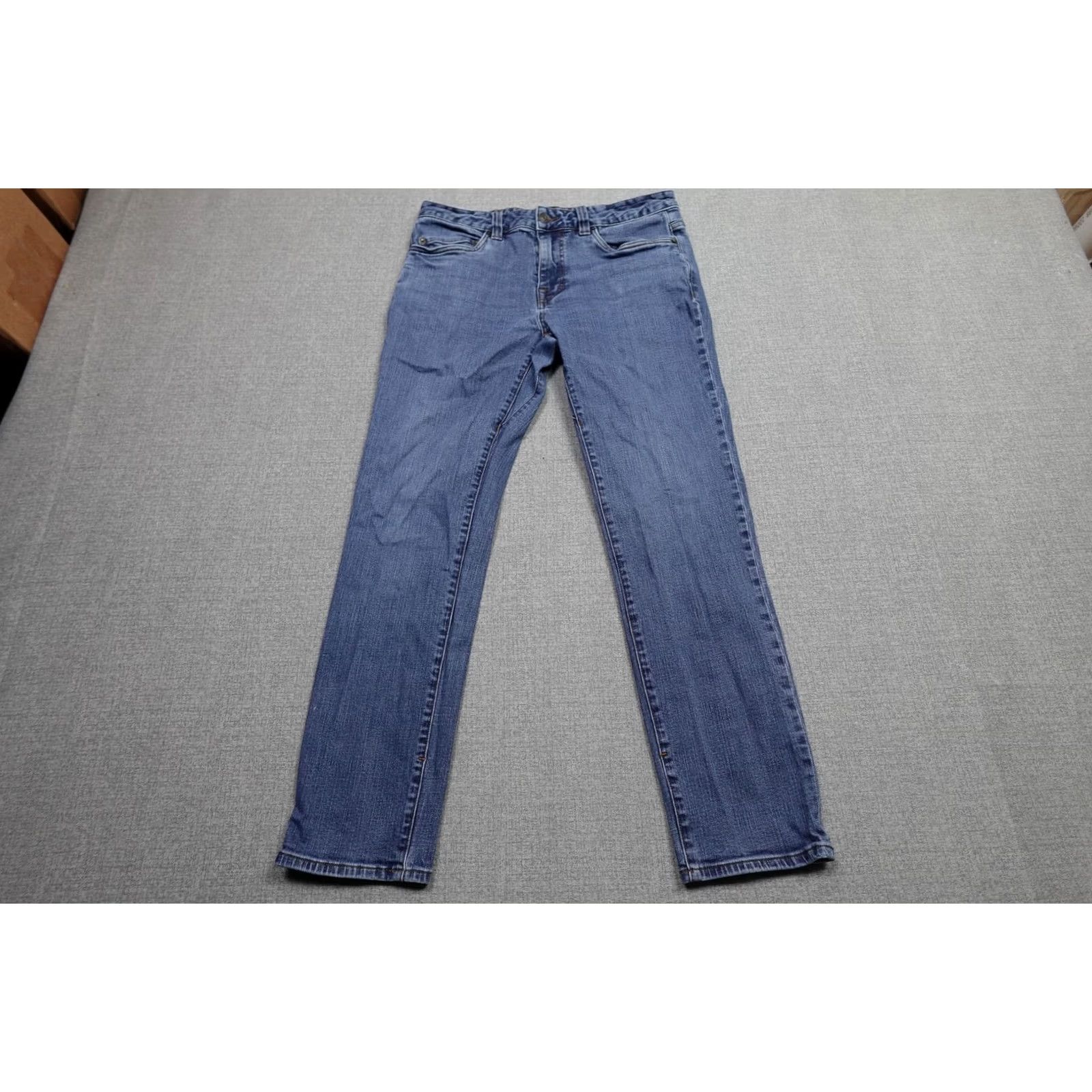 Prana PrAna Slim Jeans Mens 32x30 Blue Medium Denim Straight Pants 5-Pocket Zip Fly Logo Patch Casual Size US 32 / EU 48 - 3 Thumbnail