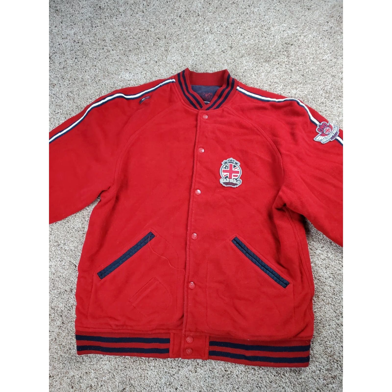 Akademiks VINTAGE Akademiks Varsity Jacket XL Mens Red Snap Front Stitched Wool Blend Y2K Size US XL / EU 56 / 4 - 4 Thumbnail