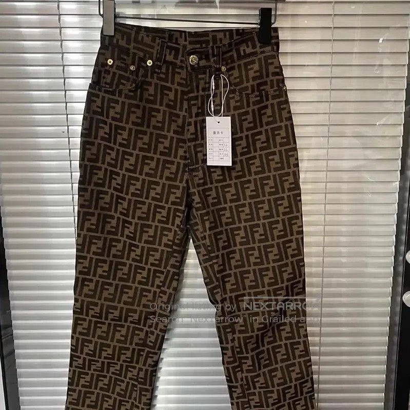 Fendi Fendi XS Brown Cotton Casual Pants . Size 23" - 2 Thumbnail