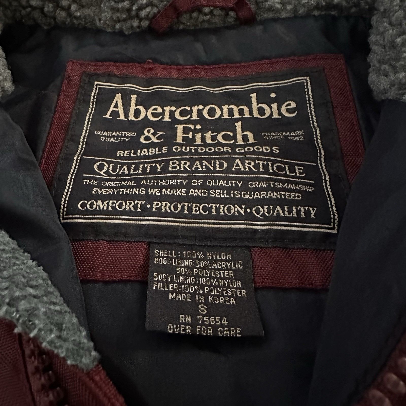 Abercrombie & Fitch VTG ABERCROMBIE & FITCH ANORAK MAROON SHERPA HOOD JACKET SZ Size US S / EU 44-46 / 1 - 3 Thumbnail