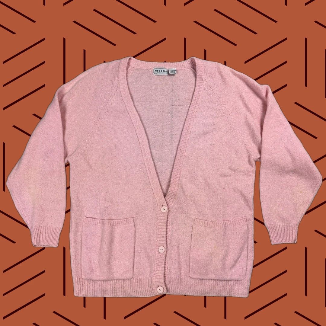 Pinko VINTAGE AMBROSIA Cardigan Women Large Pink Wool Knit 3-Button Solid Preppy Sweater Size L / US 10 / IT 46 - 1 Thumbnail