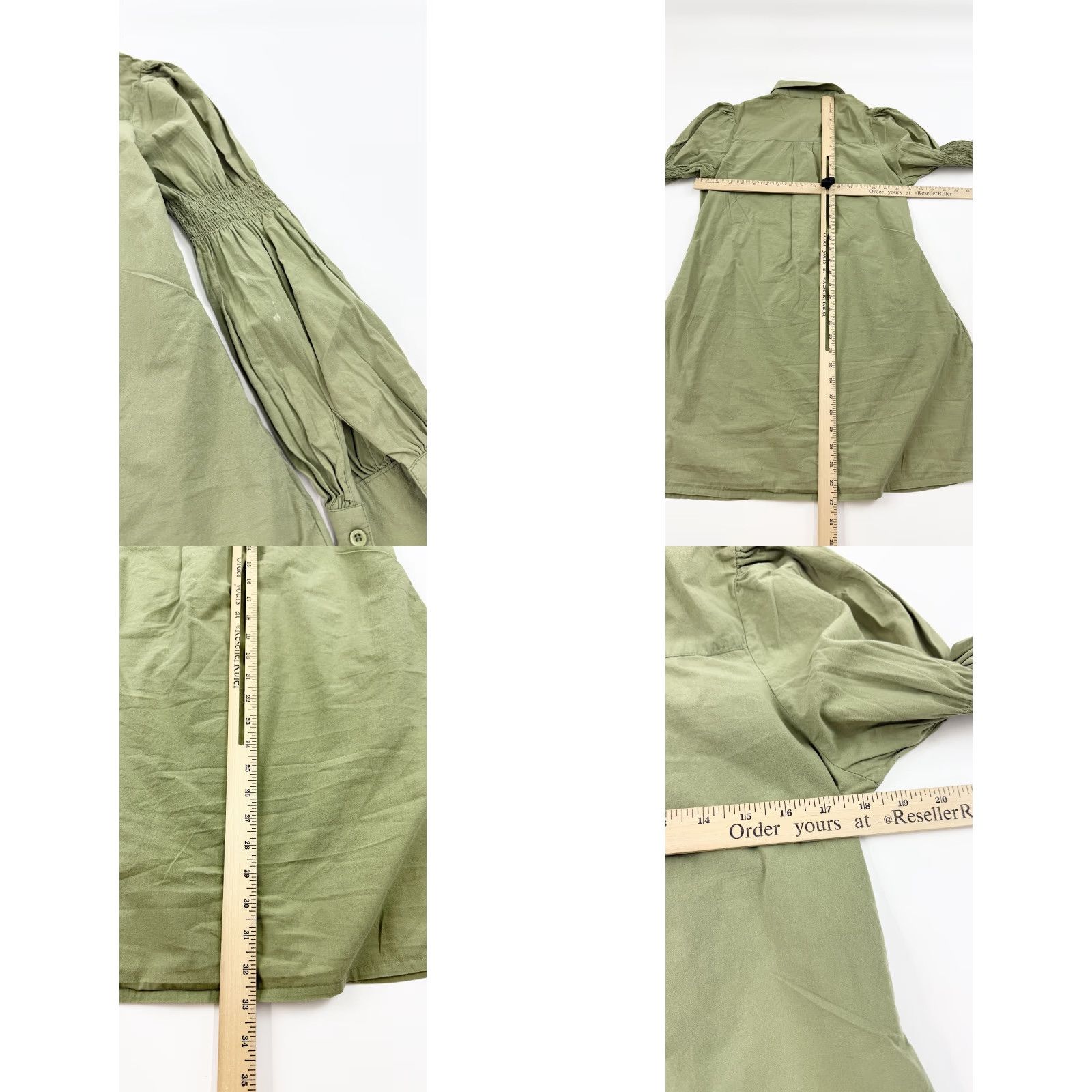 Vintage Lola May Dress Womens 8 Green Button Front Long Sleeve Pocket Shirt 100% Cotton Size M / US 6-8 / IT 42-44 - 8 Thumbnail