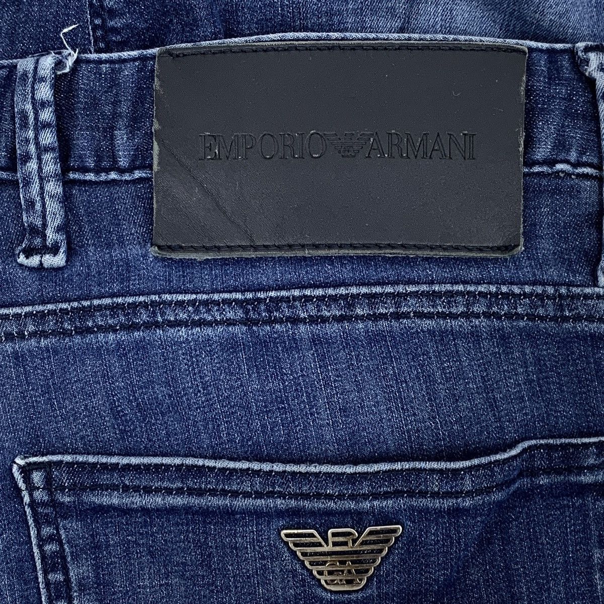 Armani Armani Dark Blue Washed Cotton Denim Pants K26WX Size 29" - 6 Thumbnail