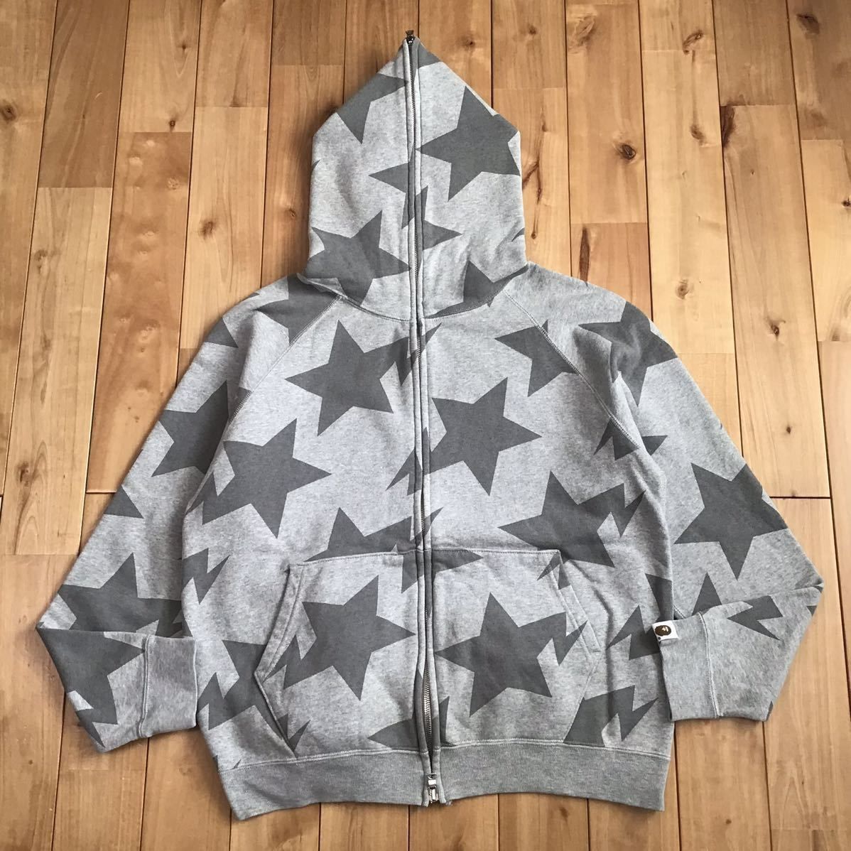 image of Bape Vintage 2000S "sta" Logo Full Zip Hoodie in Grey, Men's (Size Small)