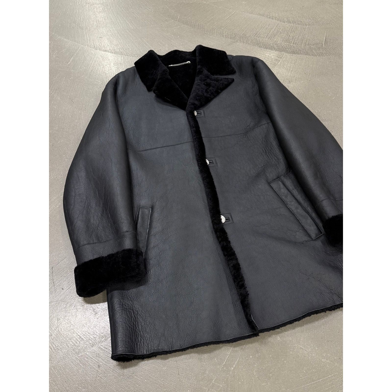 Claude Montana 1980s Claude Montana black shearling leather coat Size ONE SIZE - 3 Thumbnail