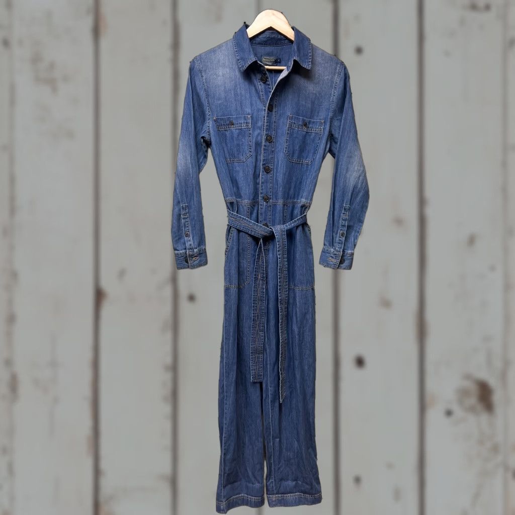 Pendleton Pendleton Blue Denim Chambray Utility Jumpsuit Coveralls Belted Size 2 NEW Women Button Belted Pockets 100% Cotton Boho Western Modern Size 26" / US 2 / IT 38 - 1 Thumbnail