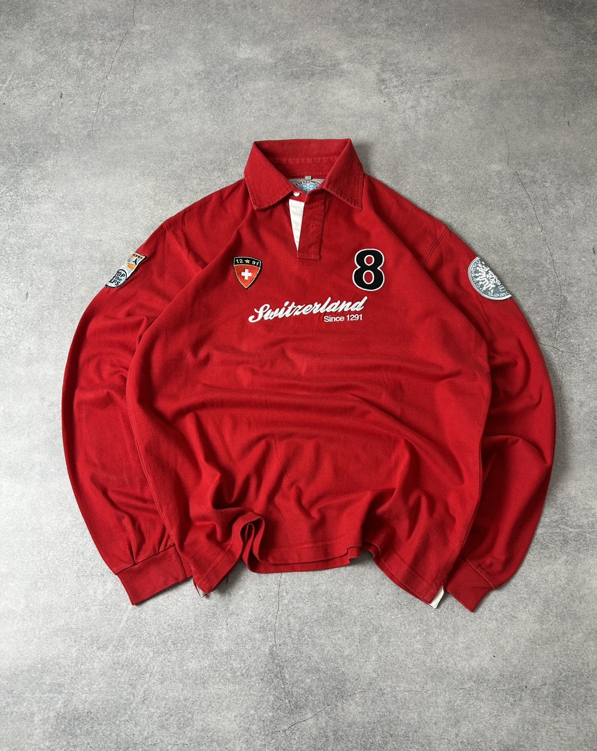 Switzerland Top Of The Alps big logo rugby long-sleeved