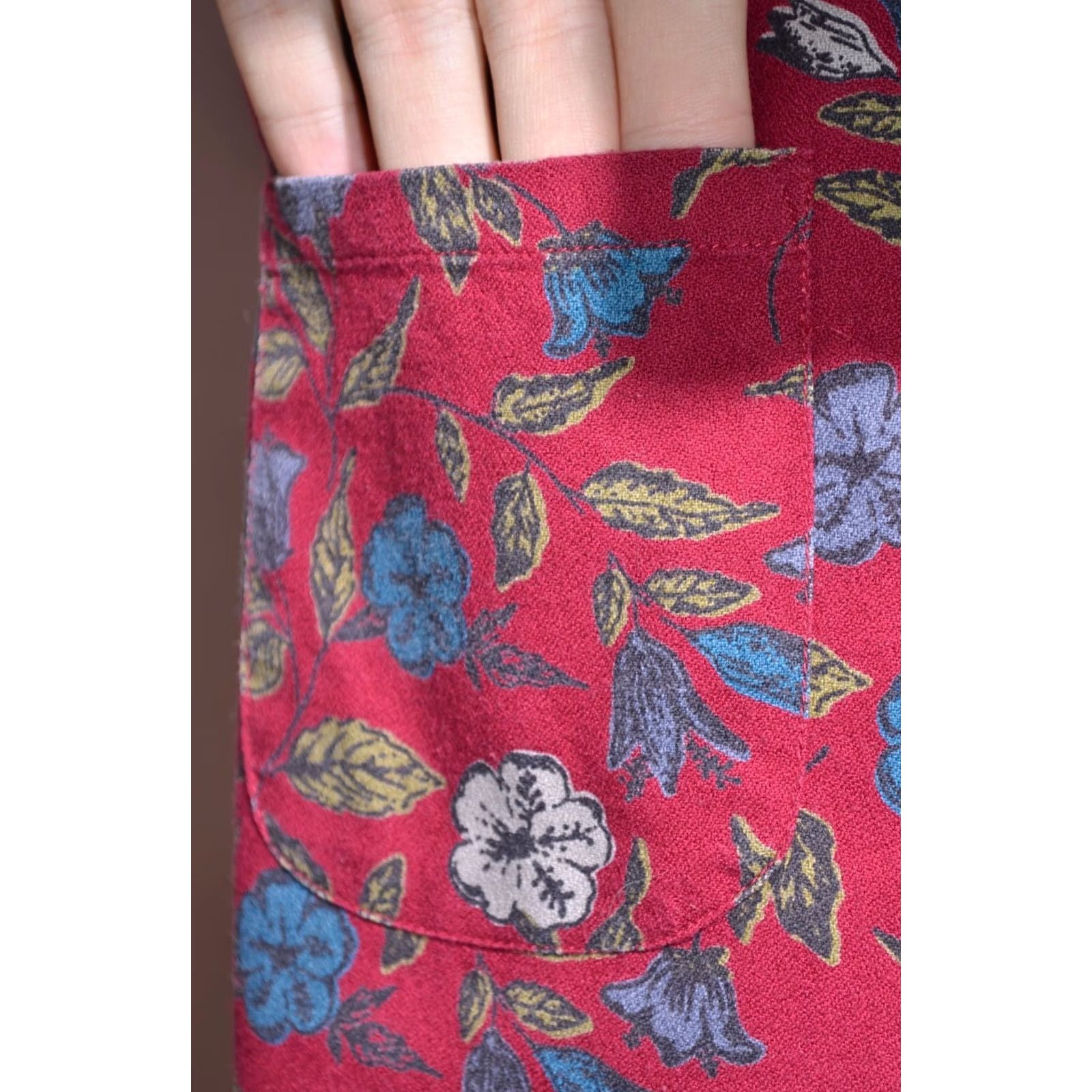 Vintage Seasalt Dress Flower Print Pockets Size UK10, Red, Knee Length, Long Sleeve A-Line, Boat Neck, 100% Cotton, Casual, Womens, Vintage? No Size L / US 10 / IT 46 - 3 Thumbnail