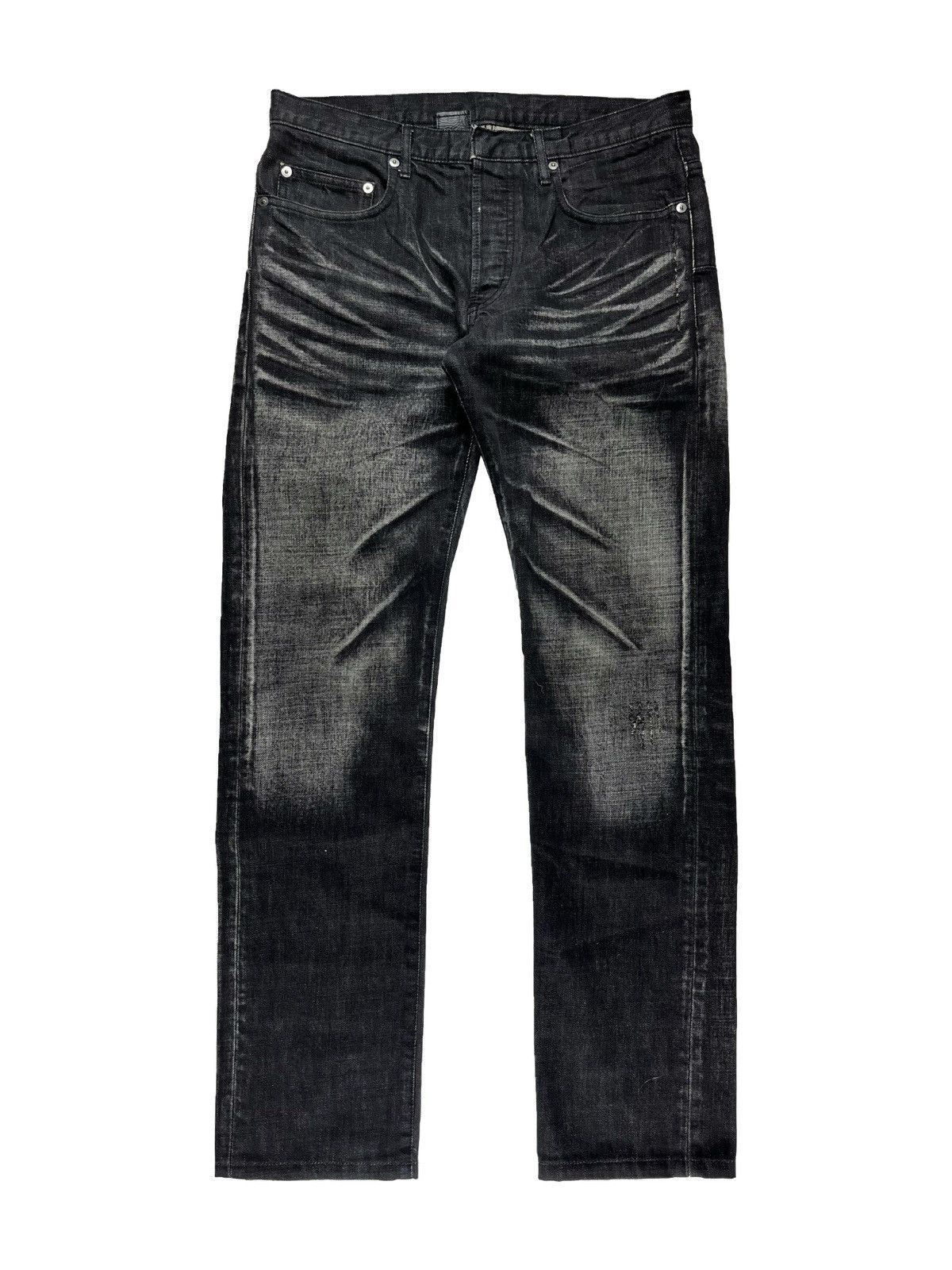 Pre-owned Dior X Hedi Slimane Ss03 Dior Homme Follow Me Clawmark Faded Denim Jeans Luster In Black