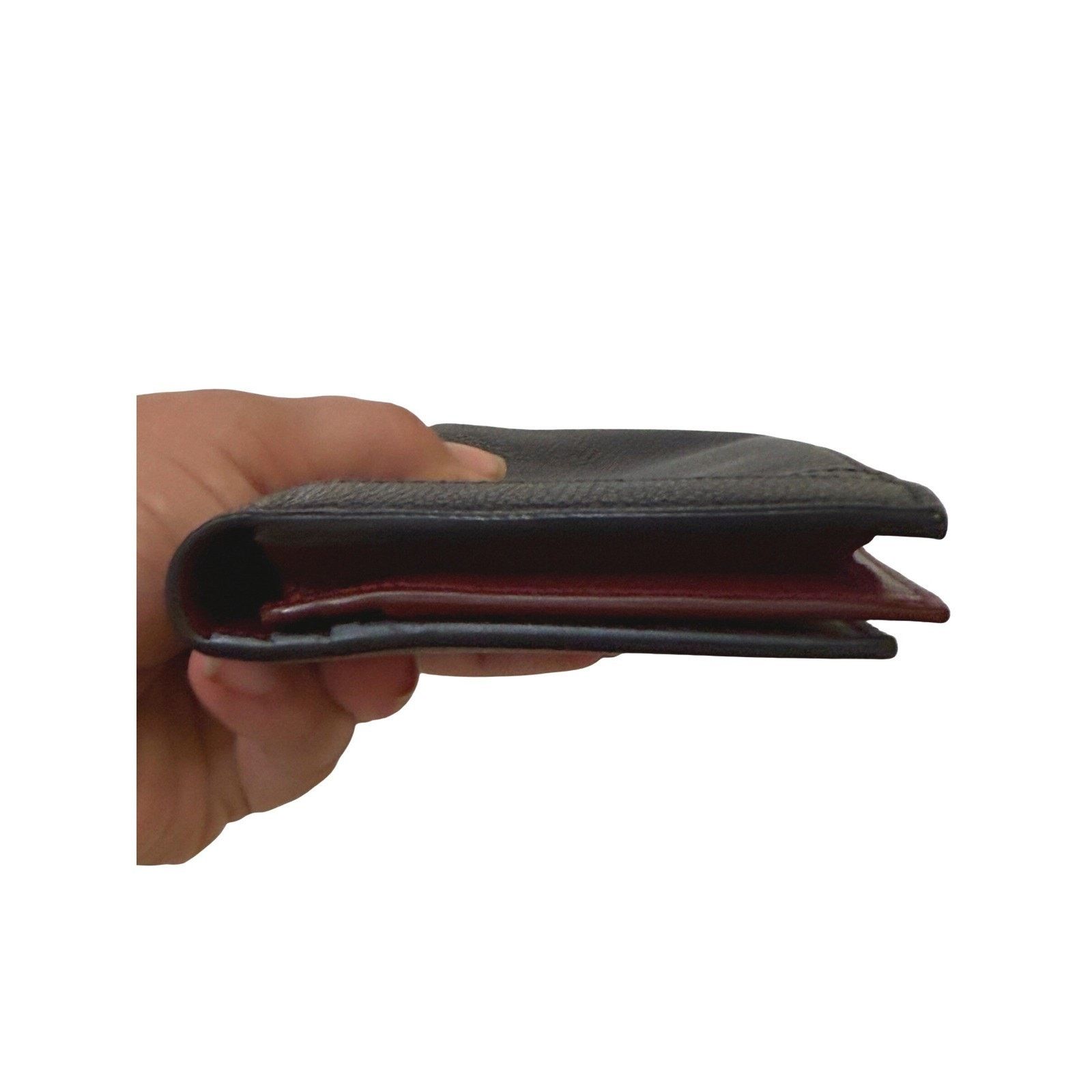 Bvlgari BVLGARI Wallet Womens Black Leather Burgundy Interior Italy Size ONE SIZE - 7 Thumbnail