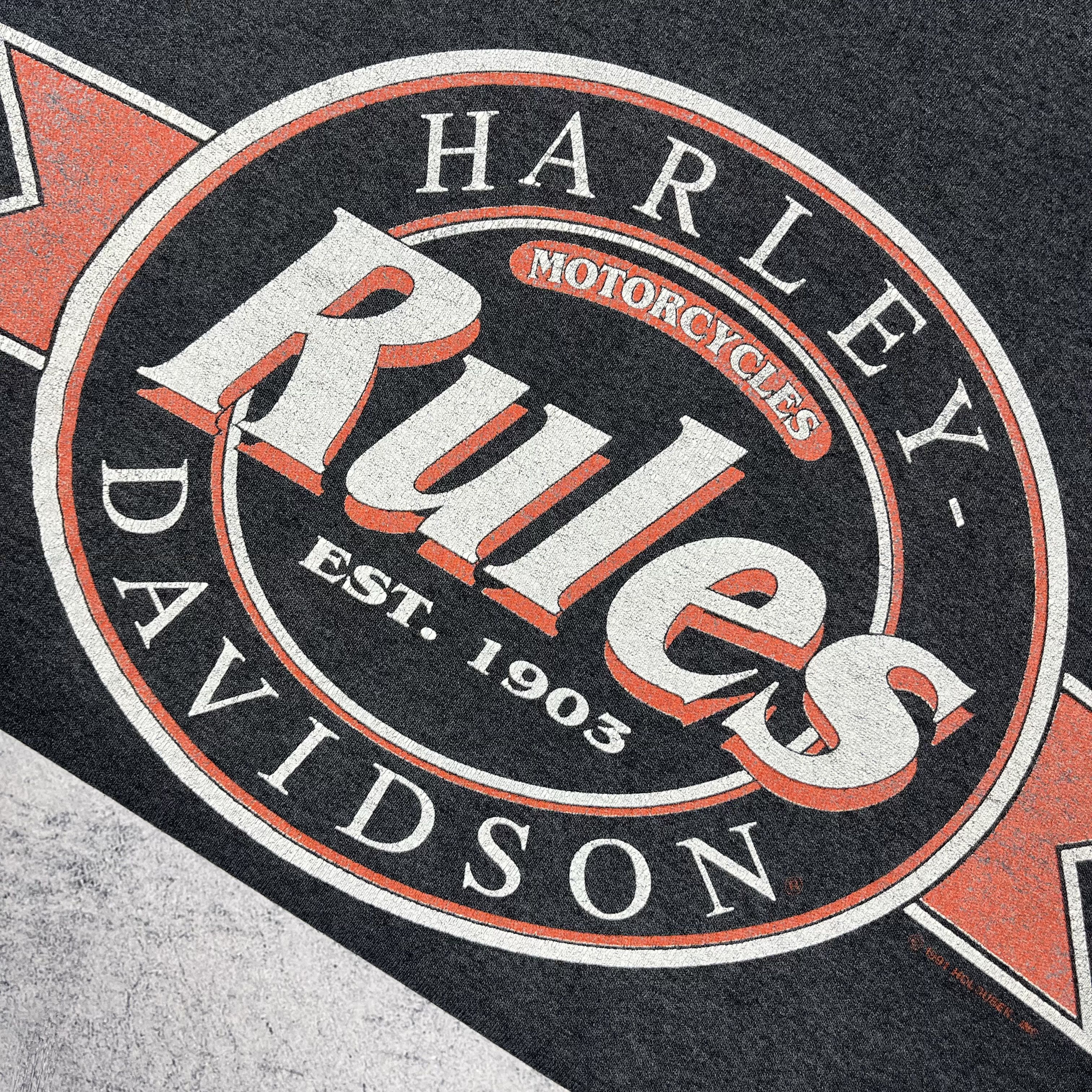 Harley Davidson Vintage Harley Davidson Rules Big Logo T Shirt 1991 Size US M / EU 48-50 / 2 - 6 Thumbnail