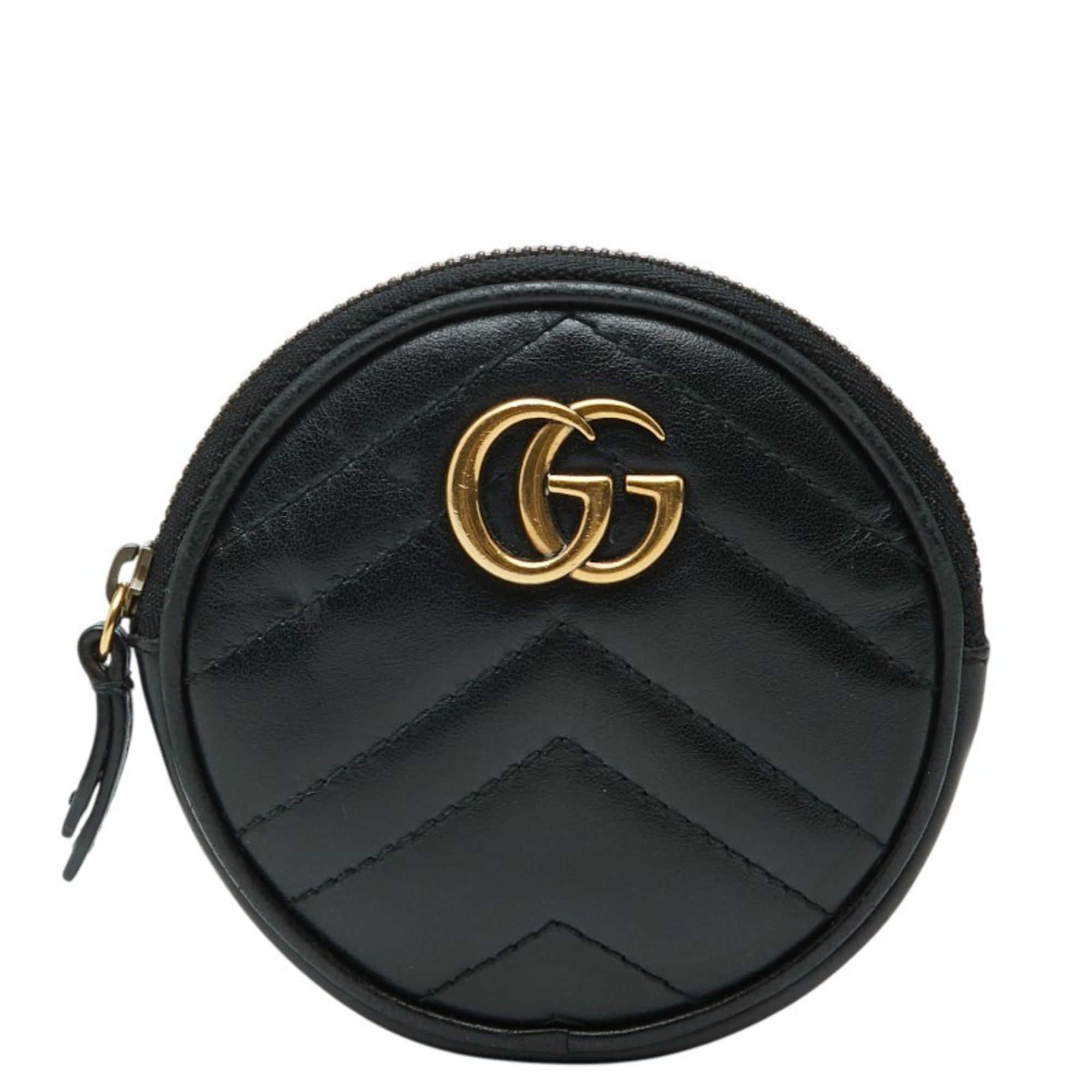 Gucci Gucci GG Marmont Quilted Heart Wallet/Coin Case 575160 Black Leather Women's GUCCI Size ONE SIZE - 1 Thumbnail