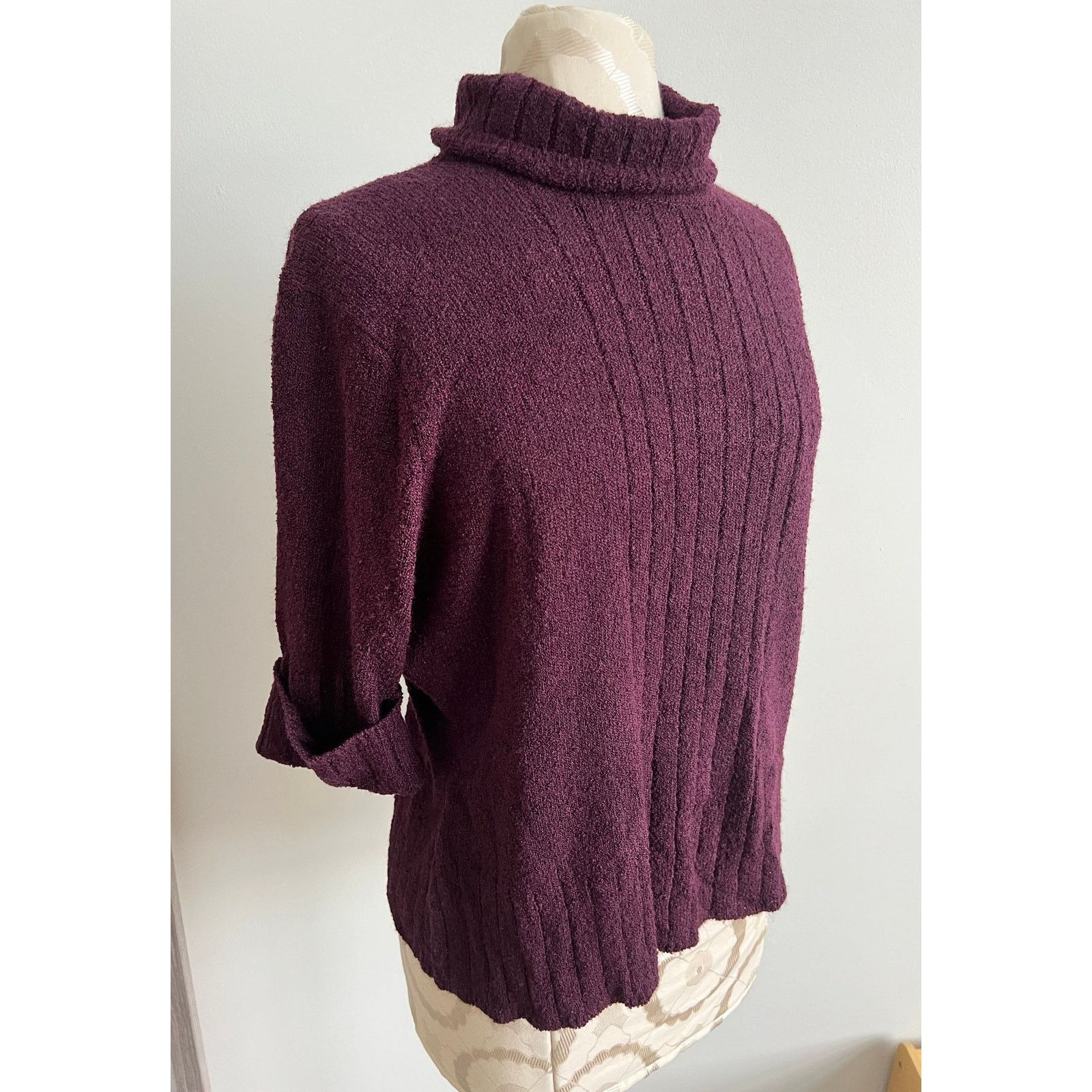 George George Knit 3/4 Sleeve Turtleneck Sweater Large Size 14/16 Size L / US 10 / IT 46 - 2 Thumbnail