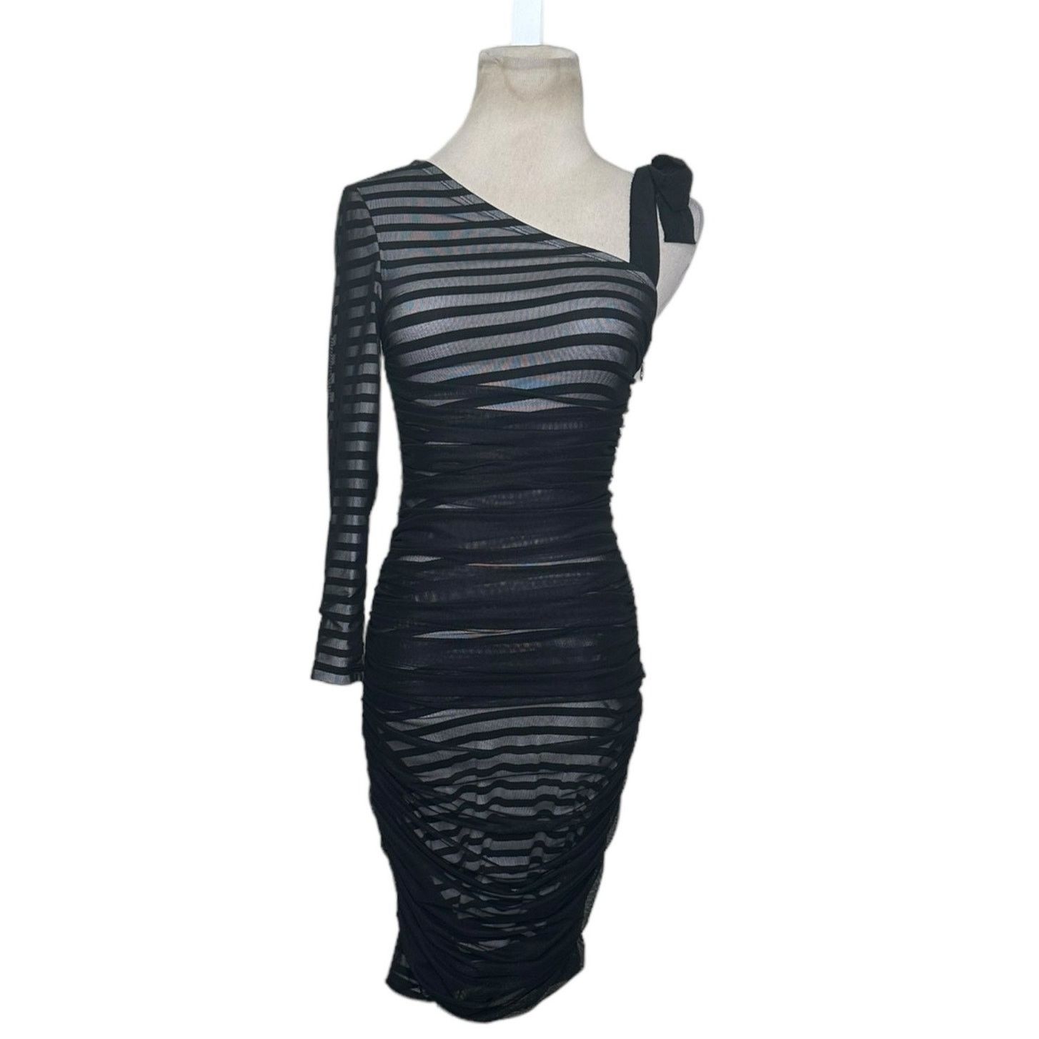 Bcbgmaxazria BCBGMAXAZRIA Striped One Shoulder Cocktail Dress size XS Size XS / US 0-2 / IT 36-38 - 1 Thumbnail