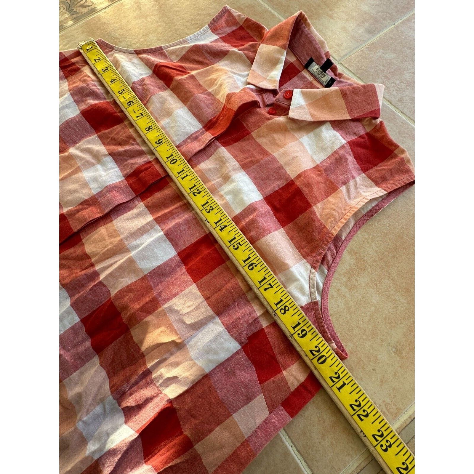 Lafayette 148 Lafayette 148 Red Orange White Plaid Sleeveless Blouse - M Size M / US 6-8 / IT 42-44 - 8 Thumbnail