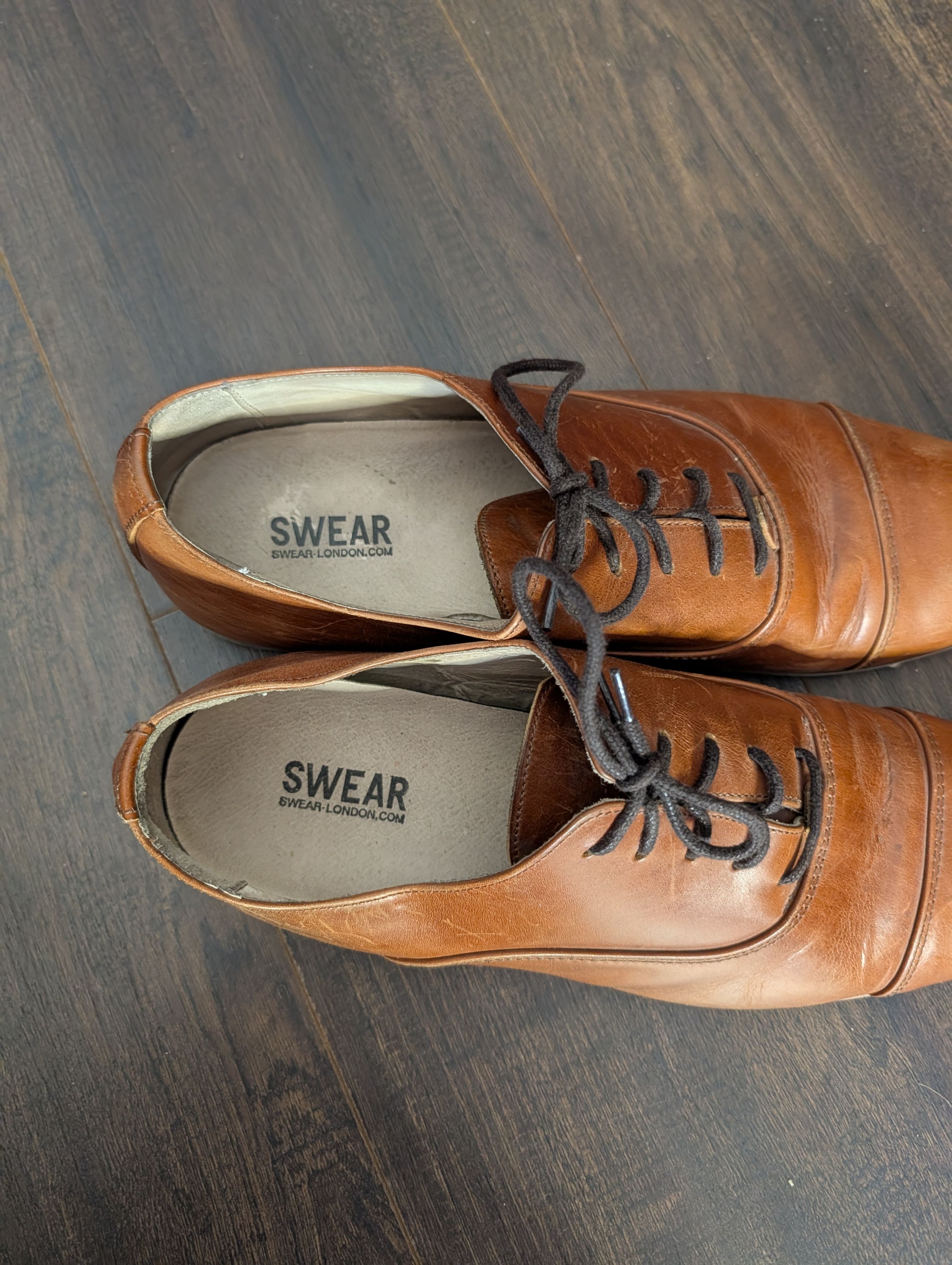 SWEAR London Tan brown soft leather capped toe oxford shoes 45 Size US 12 / EU 45 - 6 Thumbnail