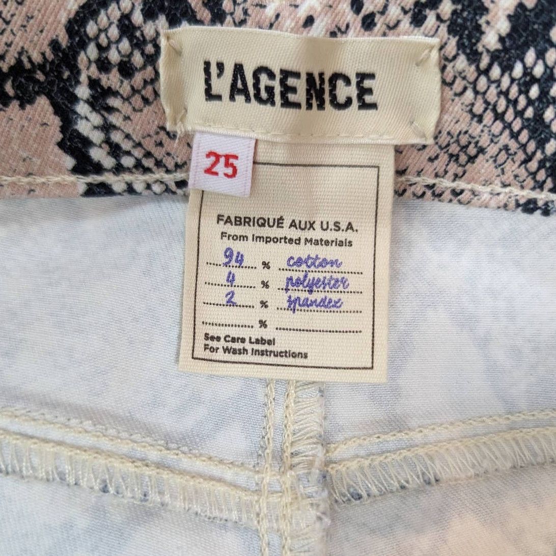 L'AGENCE L’AGENCE Marguerite Pink Python Print High Rise Jeans Size 25" / US 0 / IT 36 - 7 Thumbnail