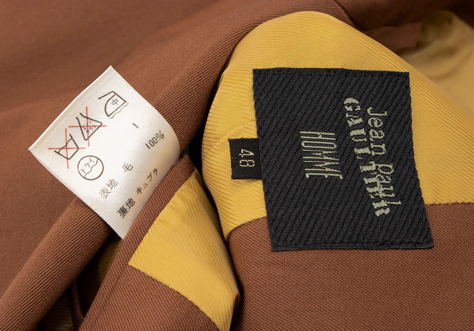 Jean Paul Gaultier Wool Gabardine Jacket with Button Design in Brown Size US M / EU 48-50 / 2 - 19 Thumbnail