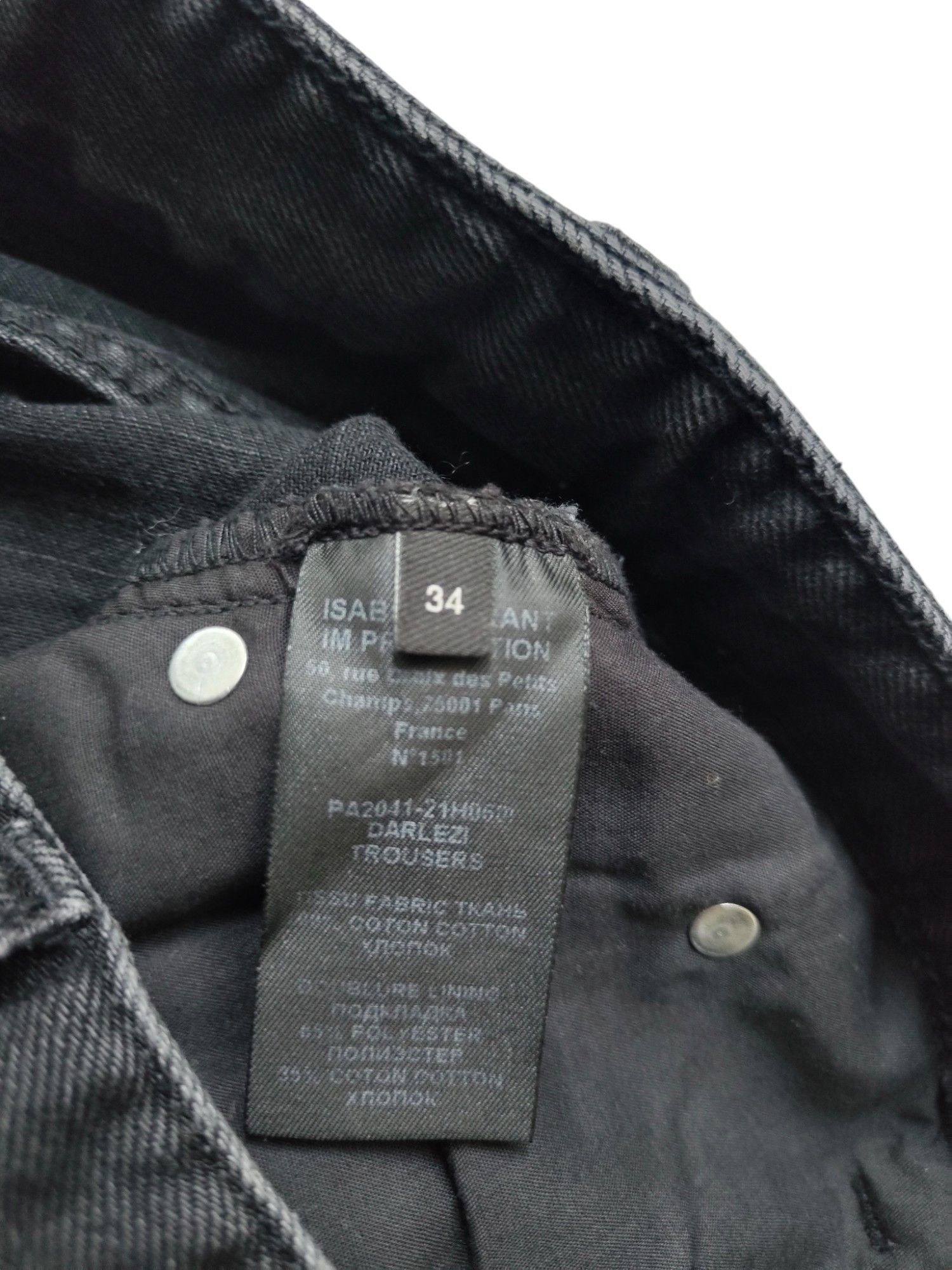Isabel Marant Black Straight Leg Jeans With Adjustable Tack At Bottom Size 25" / US 0 / IT 36 - 7 Thumbnail