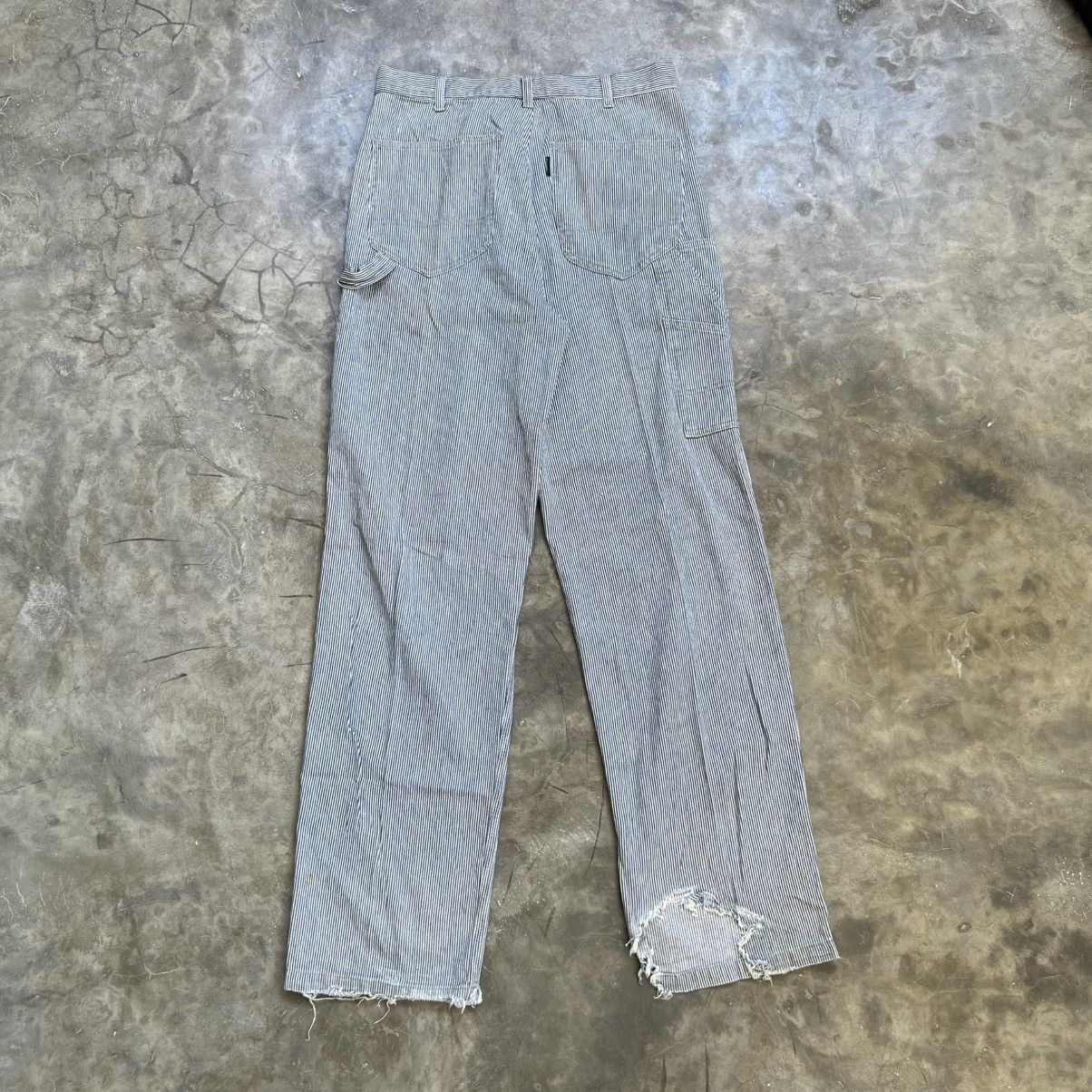 Japanese Brand Vintage Dog House Distressed Hickory Stripe Carpenter jeans Size US 32 / EU 48 - 2 Thumbnail