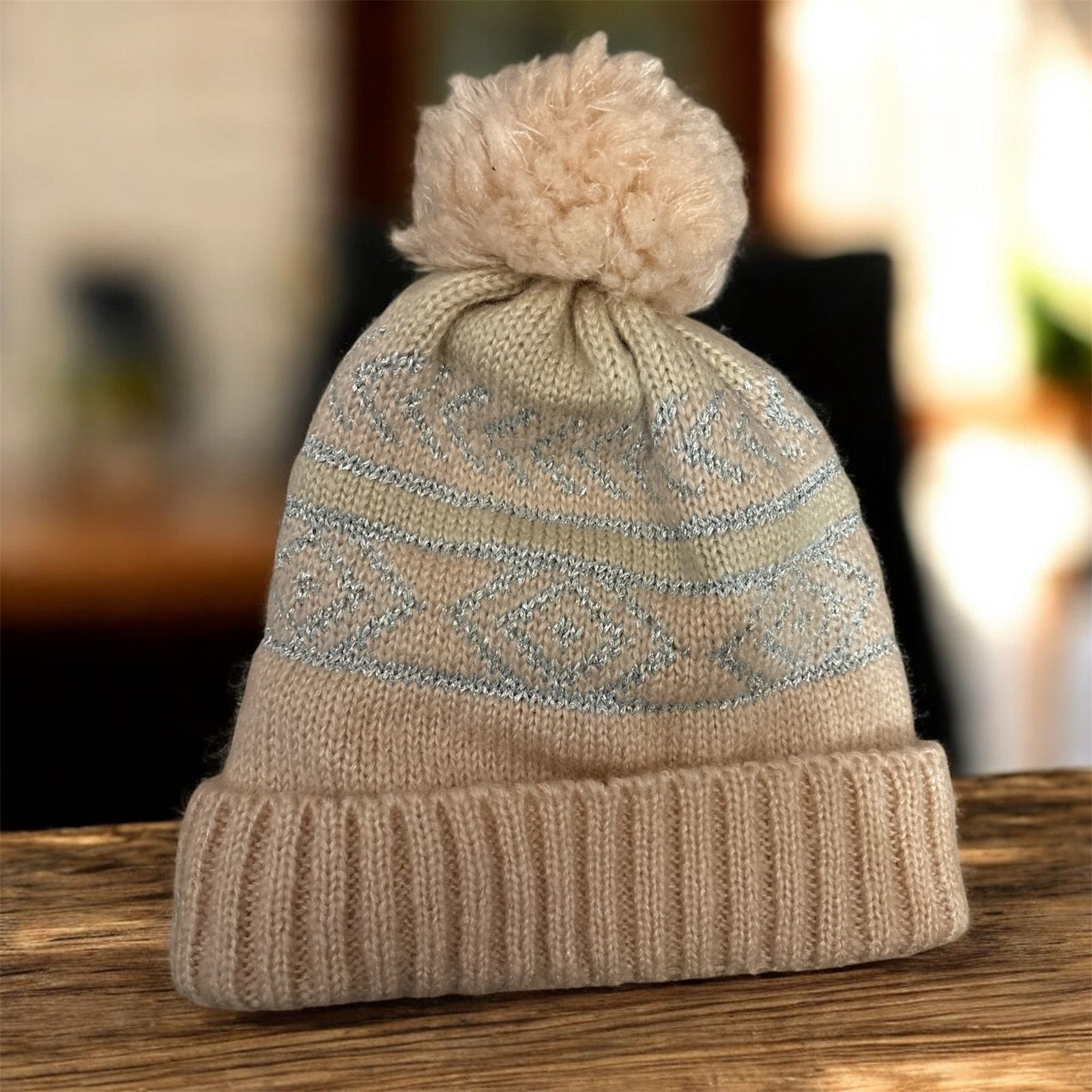 The Unbranded Brand MUDD Girls Pink and Blue Pom Pom Hat One Size Size ONE SIZE - 1 Thumbnail