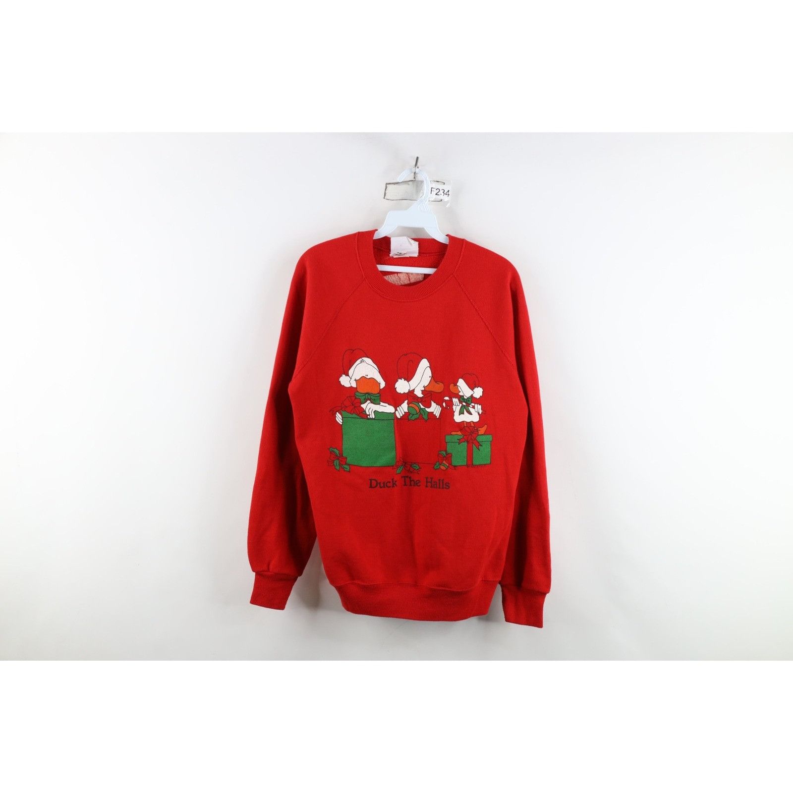 Vintage Vintage 80s Faded Christmas Duck the Halls Sweatshirt Size M / US 6-8 / IT 42-44 - 1 Thumbnail