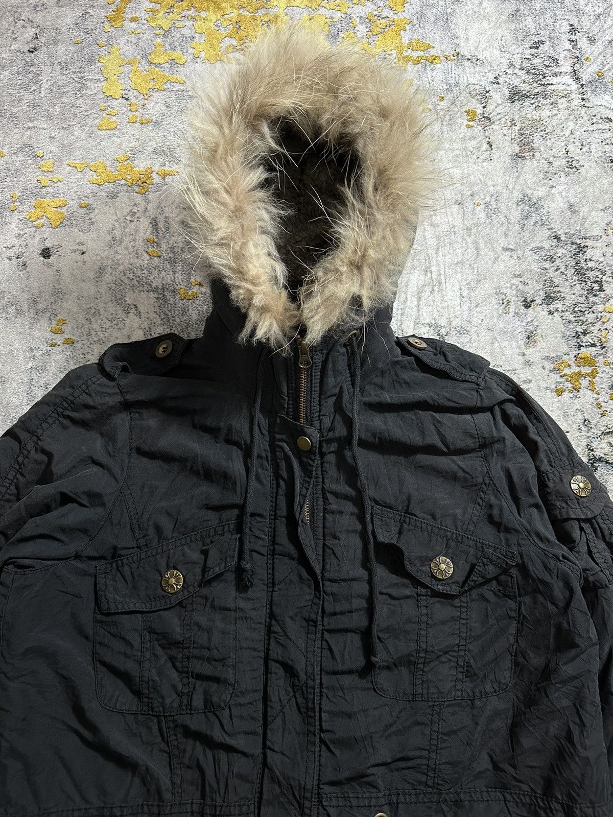 Le Grande Bleu (L.G.B.) TYPE AIRFORCE -07 FAUX FUR JACKET IF SIX WAS NINE LGB STYLE Size US L / EU 52-54 / 3 - 3 Thumbnail