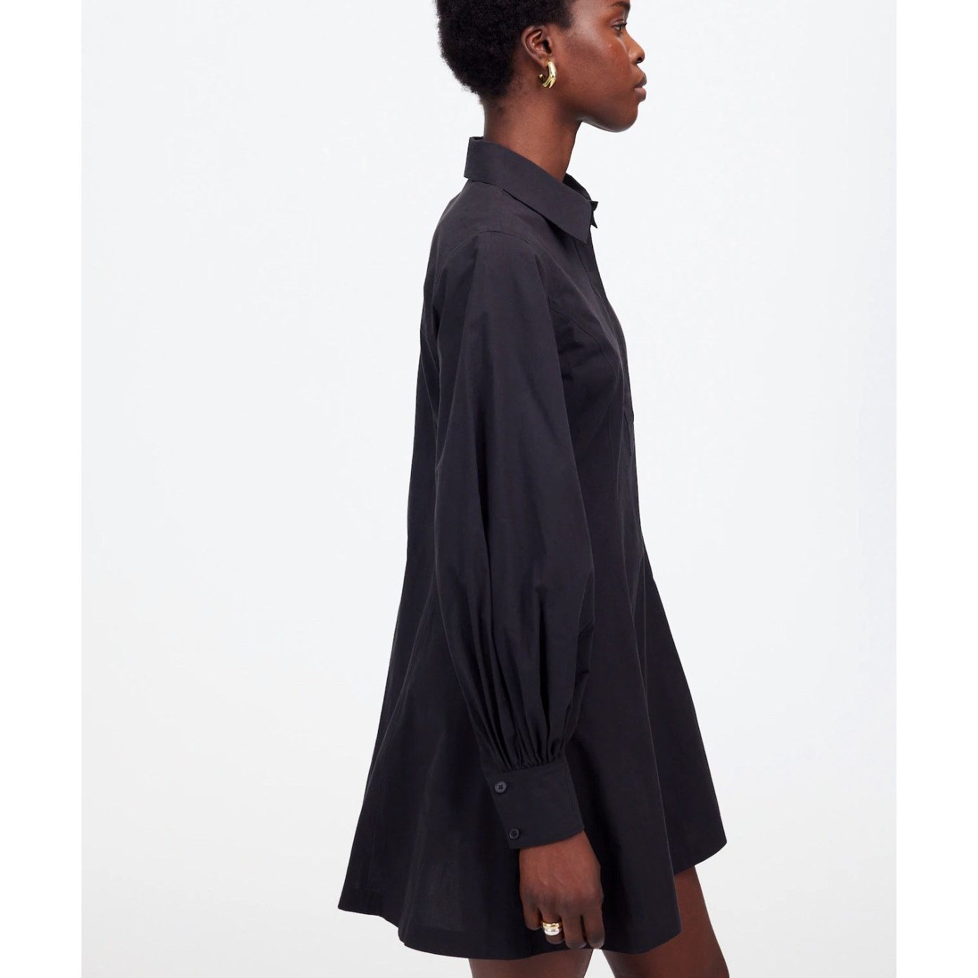 Madewell NWT Madewell Seamed Long-Sleeve Mini Shirtdress Black Size 0 Size XS / US 0-2 / IT 36-38 - 2 Thumbnail