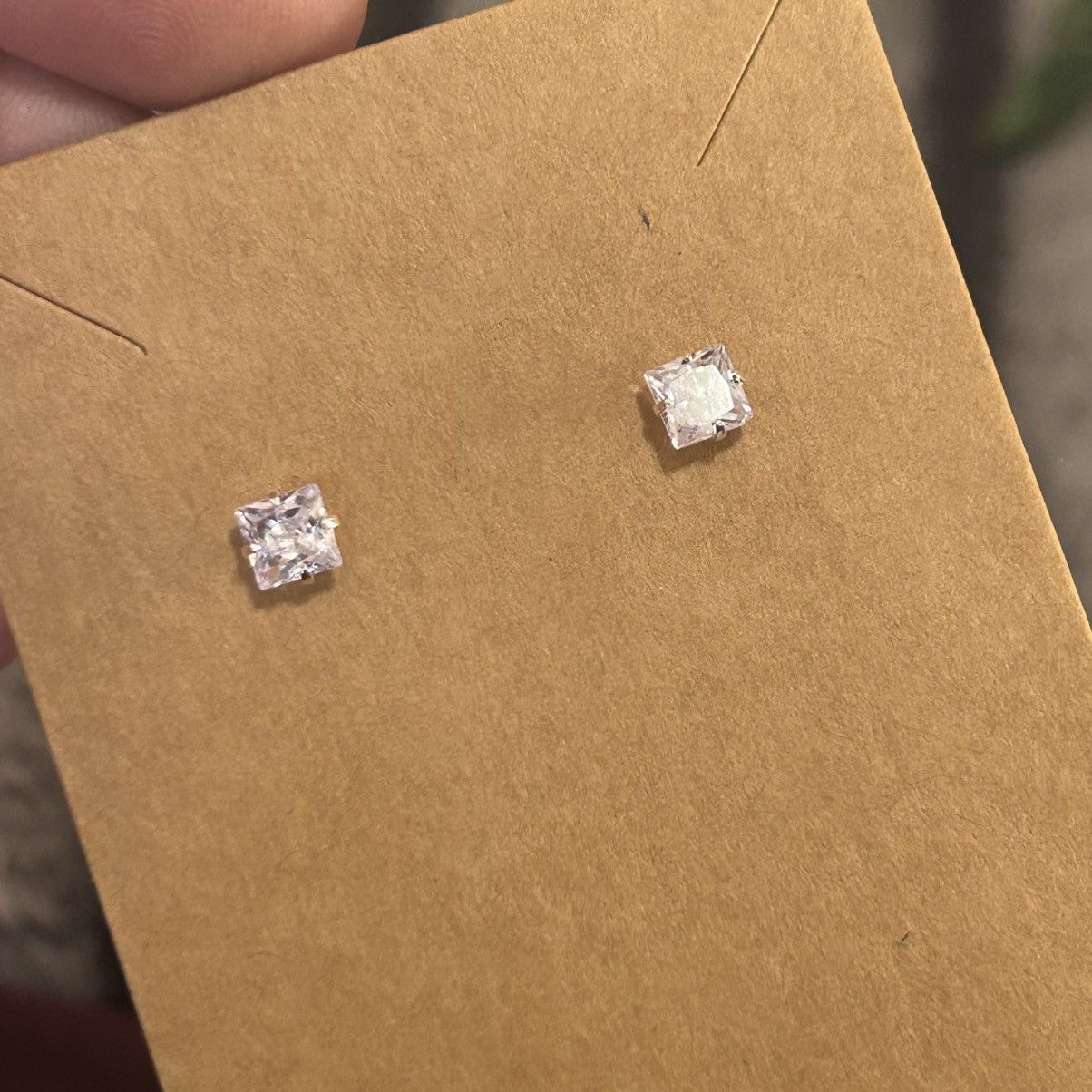 Jewelry Square cut prong set clear cubic zirconia stud earrings Size ONE SIZE - 1 Thumbnail