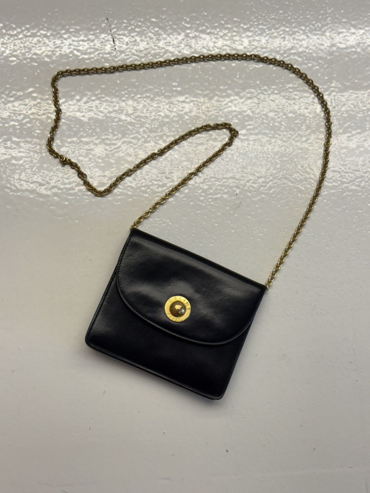 Celine × Vintage Vintage Celine black leather chain cross body bag Size ONE SIZE - 13 Thumbnail