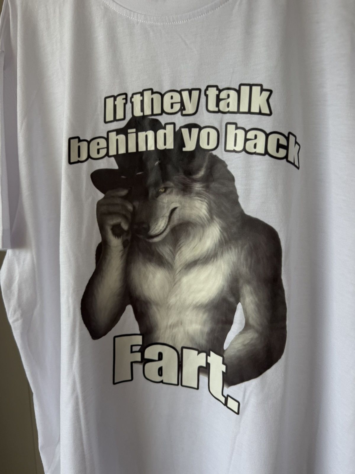 Other MeMe Tee Manfinity Wolf If They Talk Behind Yo Back FART Size US XL / EU 56 / 4 - 8 Thumbnail