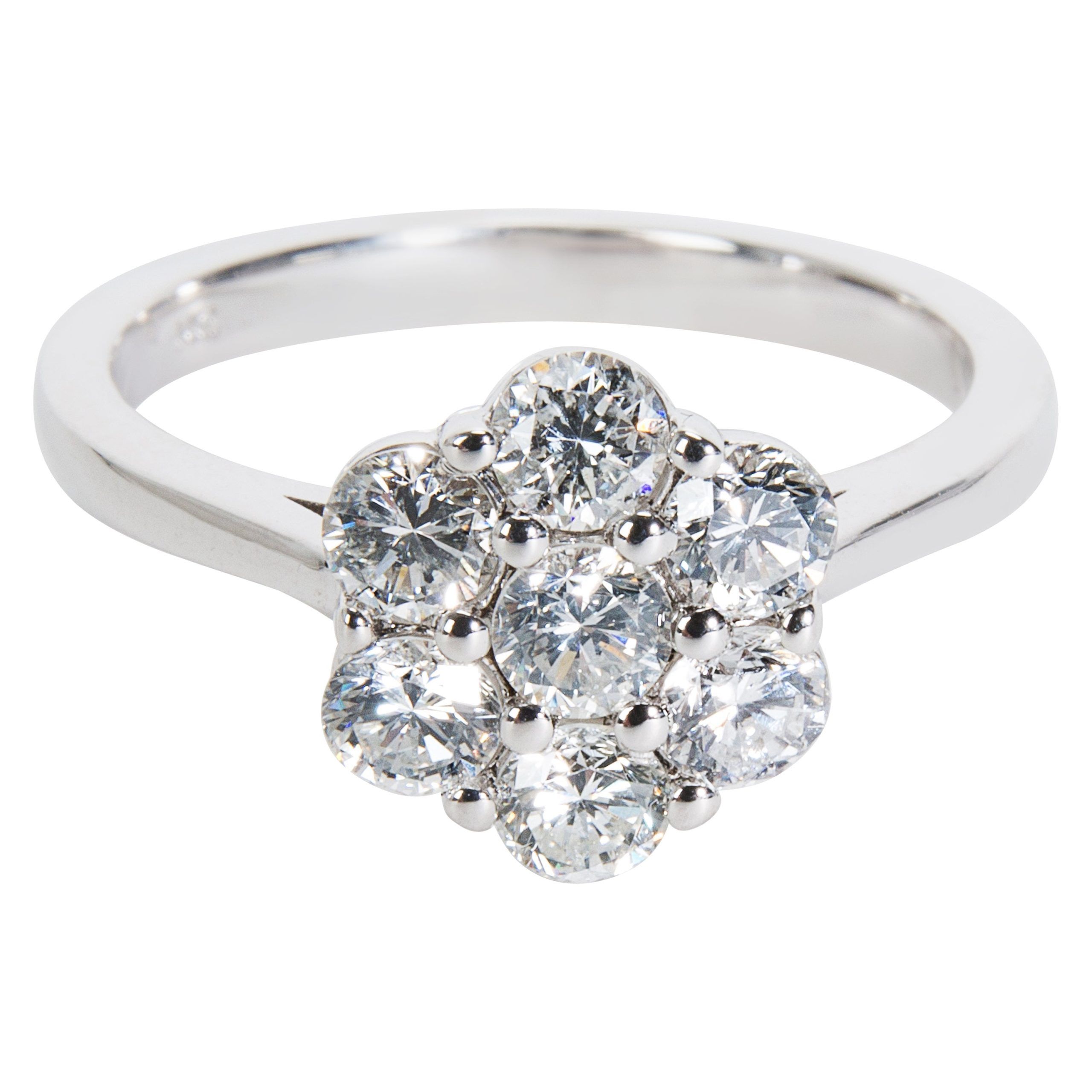 image of Tiffany Co Diamond Flower Cluster Ring In 14K White Gold (0.50 Ctw), Women's