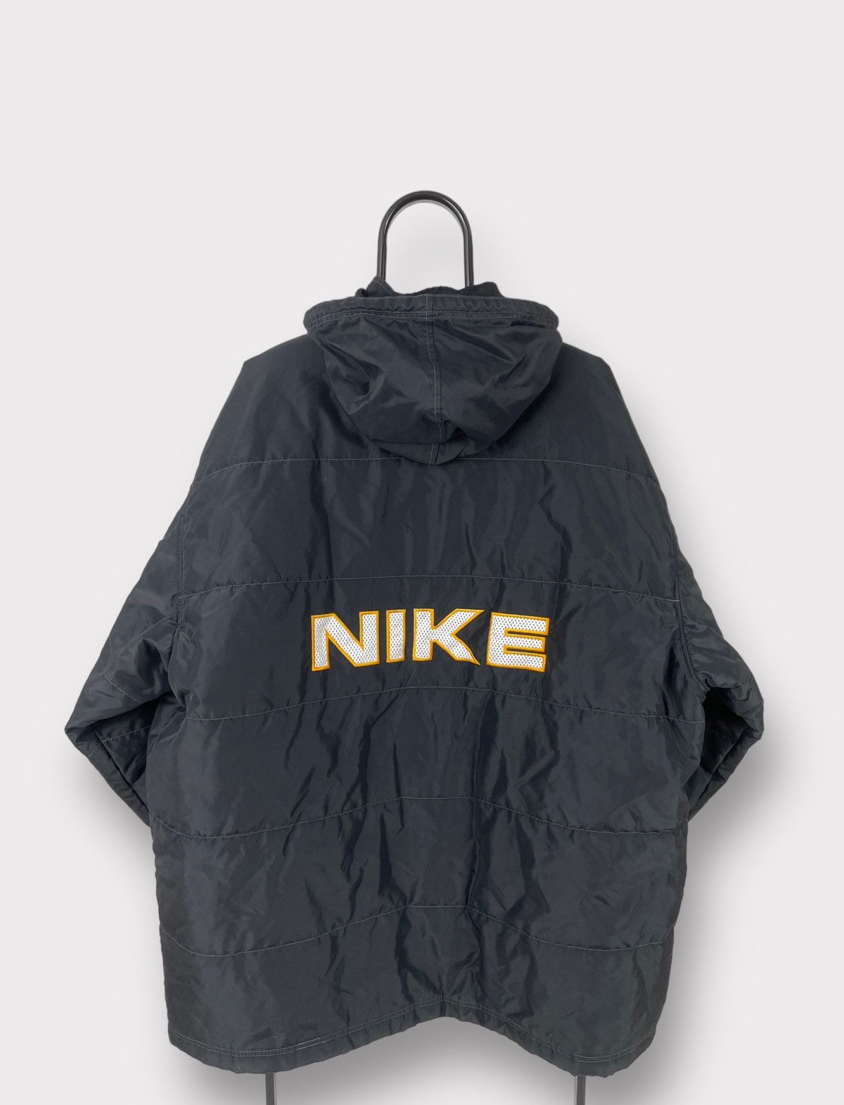 image of Men’S Nike Puffer Jacket Vintage Parka Big Logo 90's Spellout in Black, Men's (Size 2XL)