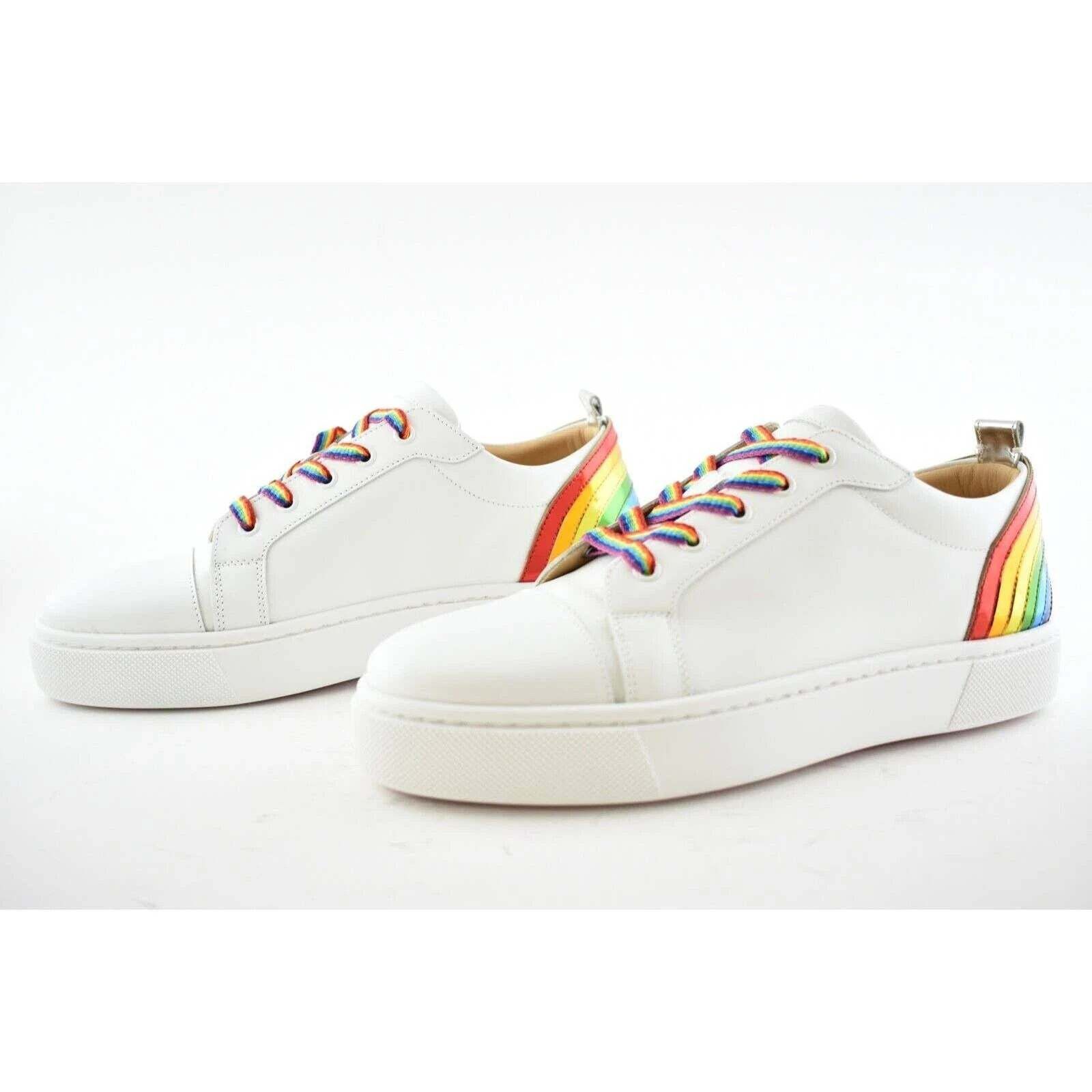 Christian Louboutin Christian Louboutin White Rainbow Lace Up Low Top Sneaker 40 Size US 10 / IT 40 - 9 Thumbnail