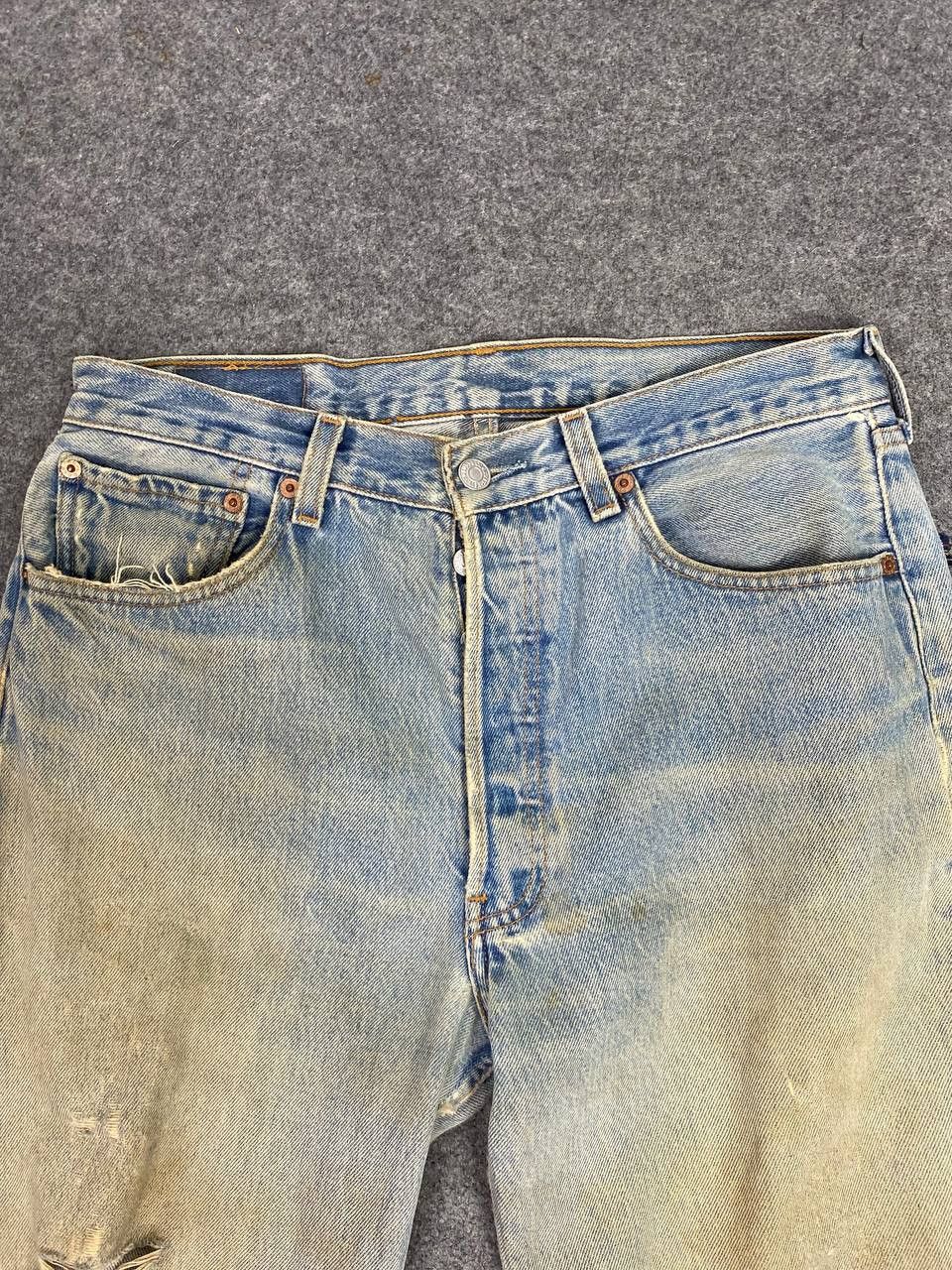 Levi's vintage levis 501 custom distressed denim nice design Size 32" / US 10 / IT 46 - 11 Thumbnail