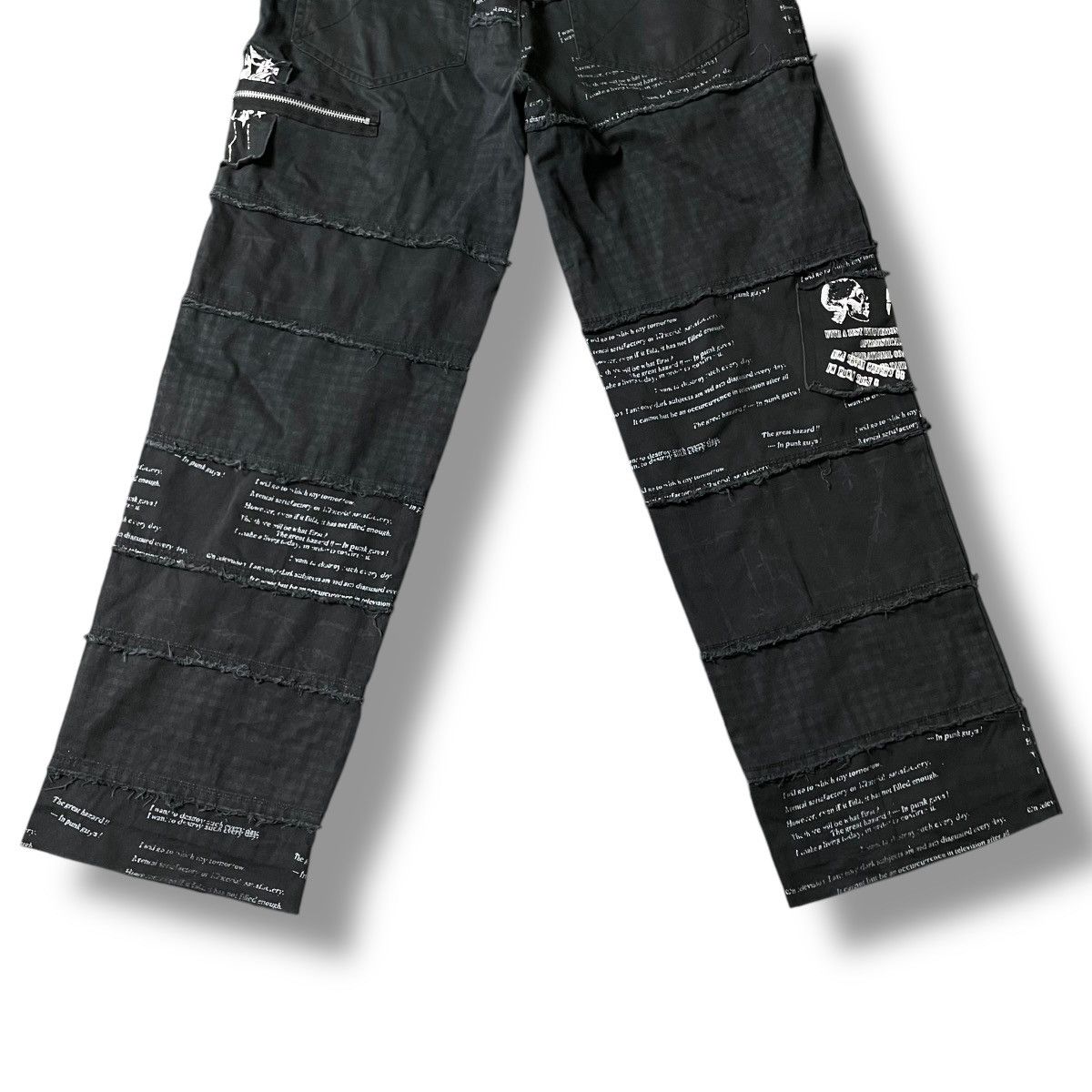If Six Was Nine × Japanese Brand × Yasuyuki Ishii 🇯🇵☠️ MAD PUNK WORDING PATCHES SEDITIONARIES GOTHIC PANTS Size US 29 - 16 Thumbnail