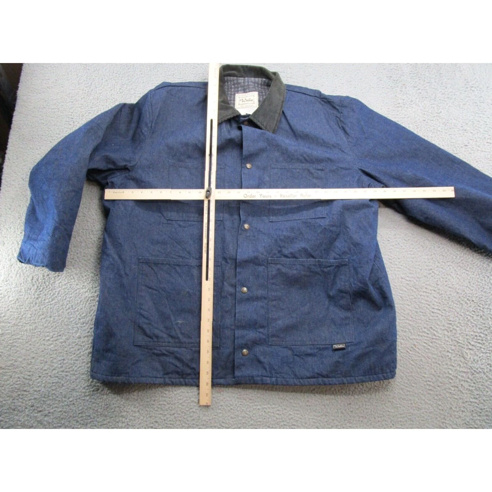 VINTAGE Walls Denim Jacket Chore Blanket Lined Size 3XL USA Made Snap Up Blue Men Jacket