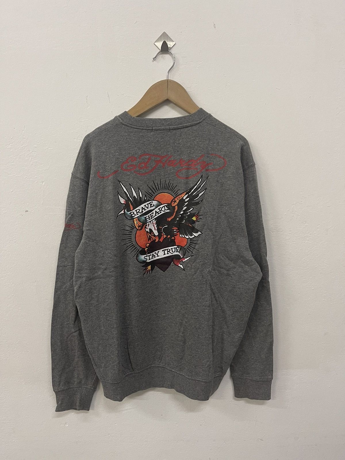 Ed hardy grey crewneck pullover