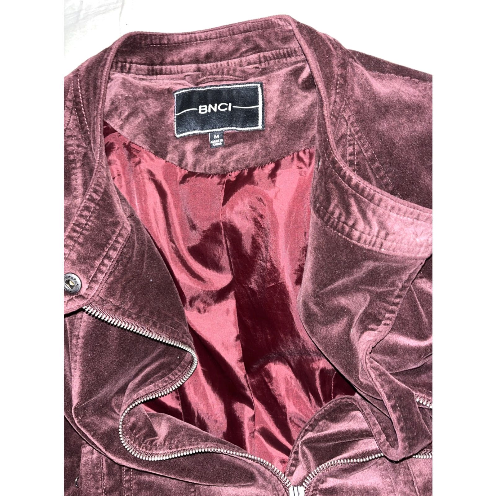 Velvet BNCI Burgundy Medium Velvet Boho Retro Style Jacket Size M / US 6-8 / IT 42-44 - 4 Thumbnail