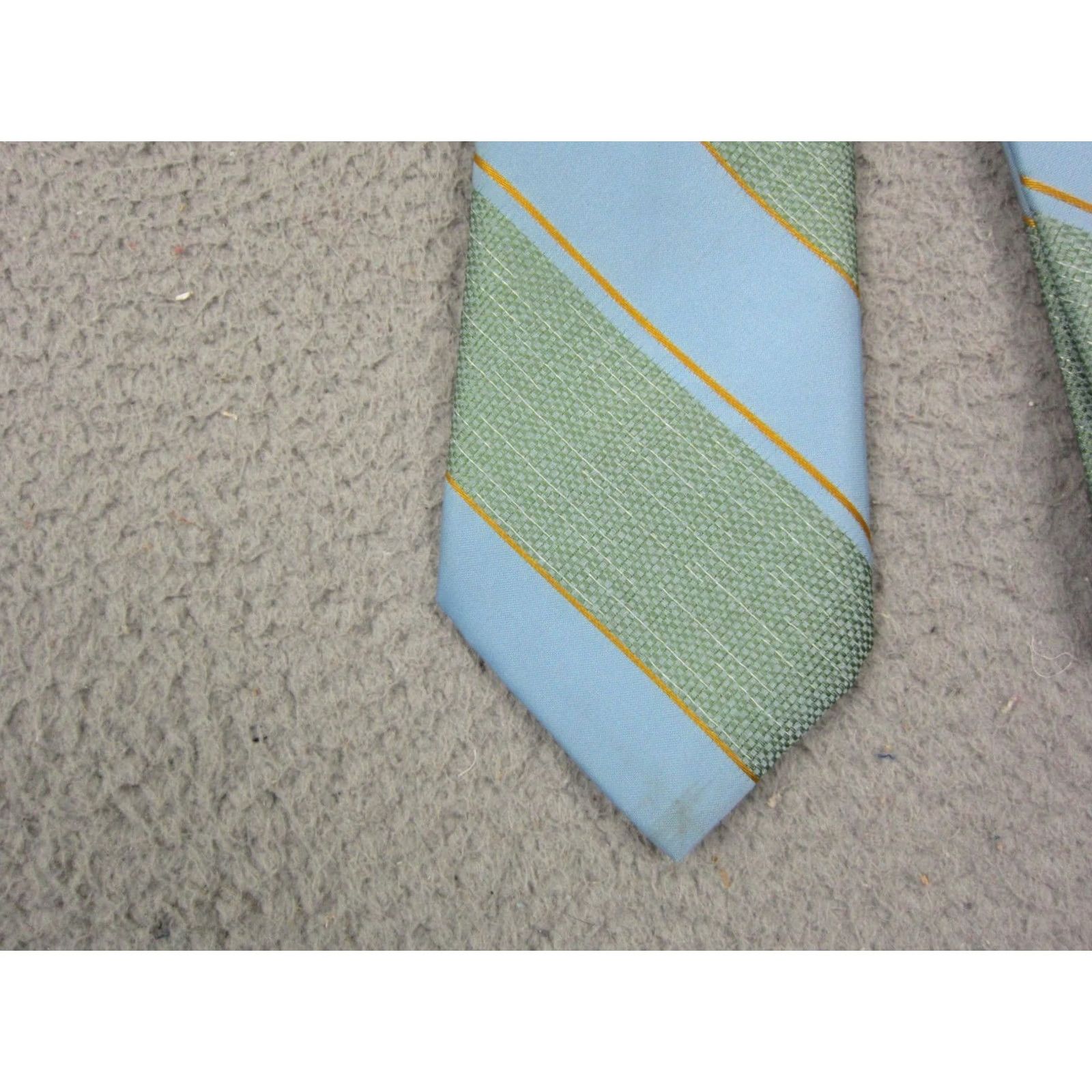 Vintage VINTAGE Towncraft Tie Blue Green Striped Mens OS Tie 60s Pennies 60s Mens Neck Tie Size ONE SIZE - 2 Thumbnail