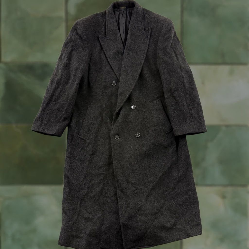 Vintage Nino Cerruti Coat Men 46L Gray Trench Wool Cashmere Blend Overcoat Double Breast Long Solid Notch Lapel Six-Button Jacket Front Style DP Size US S / EU 44-46 / 1 - 1 Thumbnail