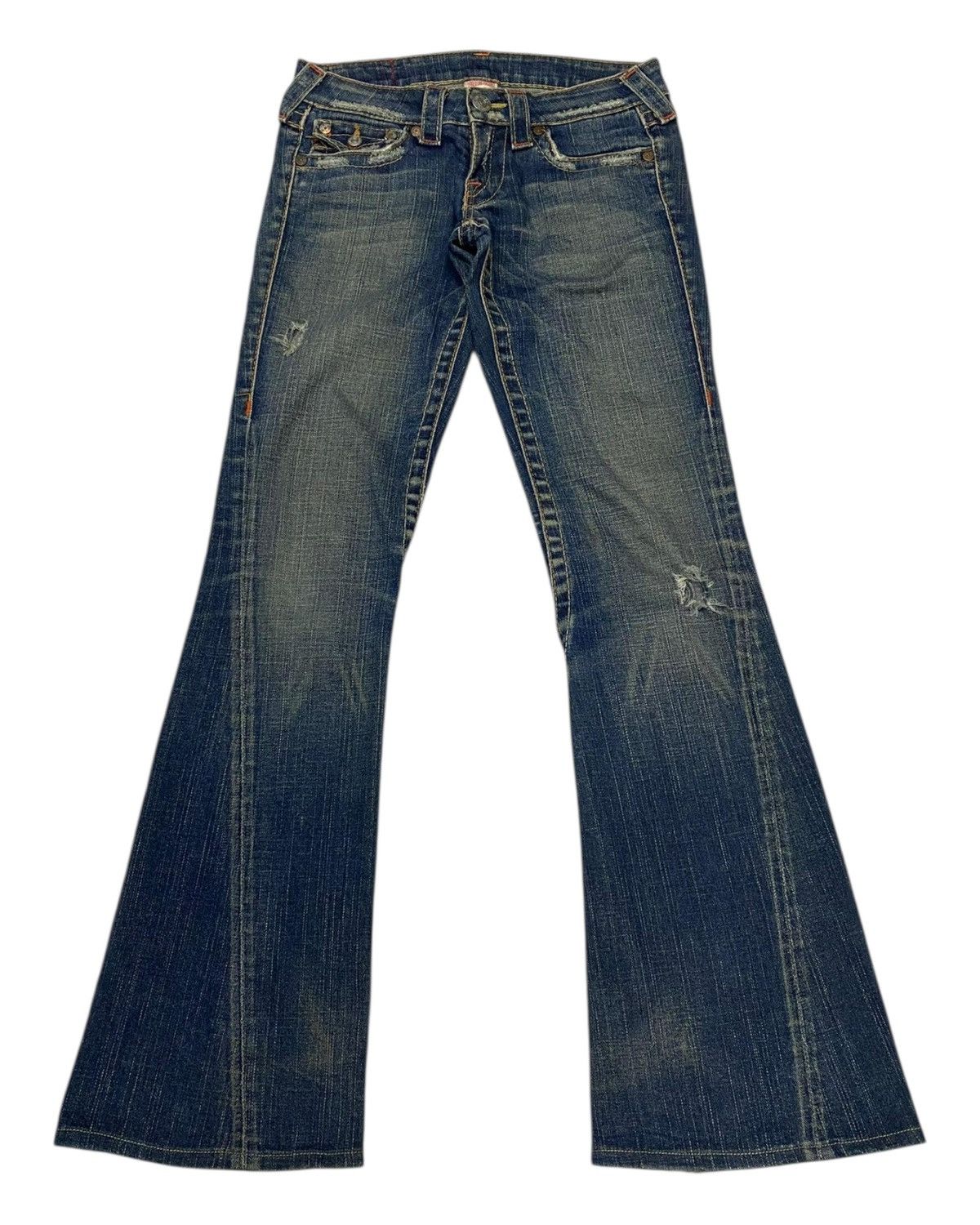 Hysteric Glamour × Le Grande Bleu (L.G.B.) × True Religion TRUE RELIGION JOEY FLARE JEANS DISTRESSED BOOTCUT DENIM JEAN Size 28" / US 6 / IT 42 - 1 Thumbnail