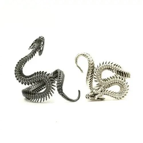 Jewelry Adjustable White Black Cobra Snake Ring Size ONE SIZE - 3 Thumbnail