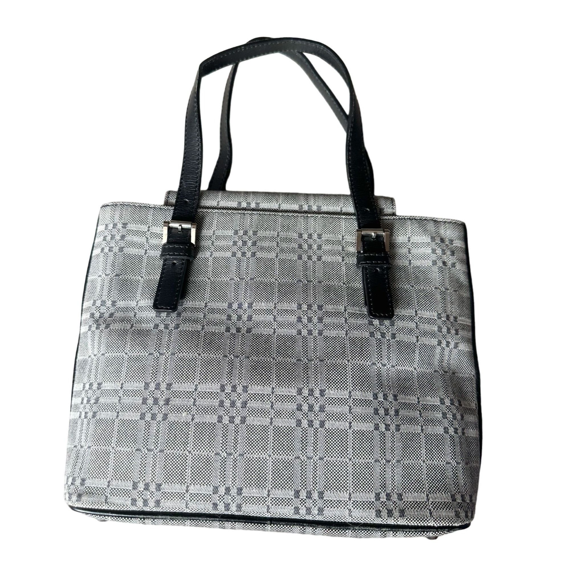 Burberry Burberry Gray Nova Check Satchel/ Tote with Black Leather B Size ONE SIZE - 1 Thumbnail
