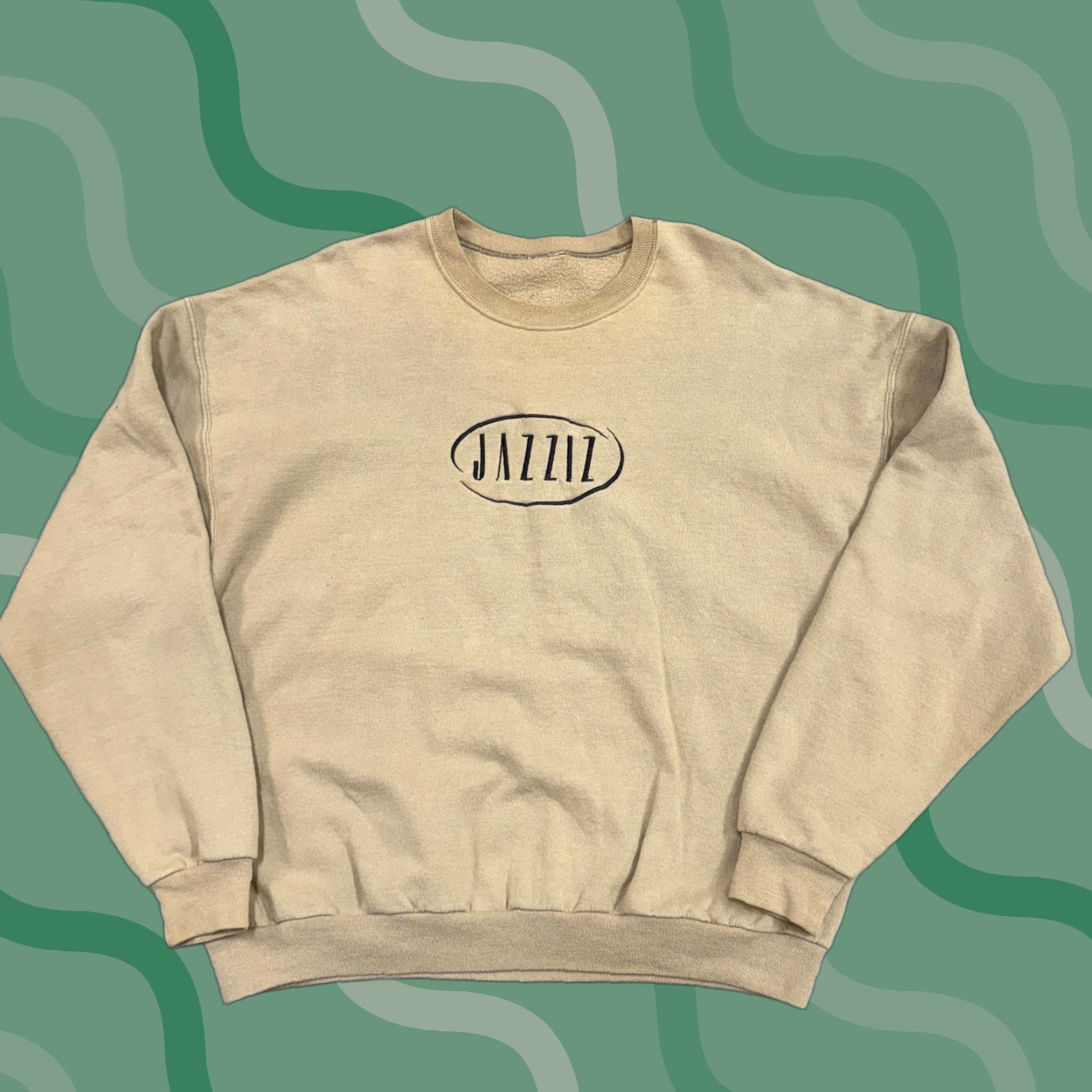 Logo 7 Jazziz Sweatshirt Mens M Tan Crewneck Pullover Vintage Graphic Print Logo Jazziz Magazine Music Size US M / EU 48-50 / 2 - 1 Thumbnail