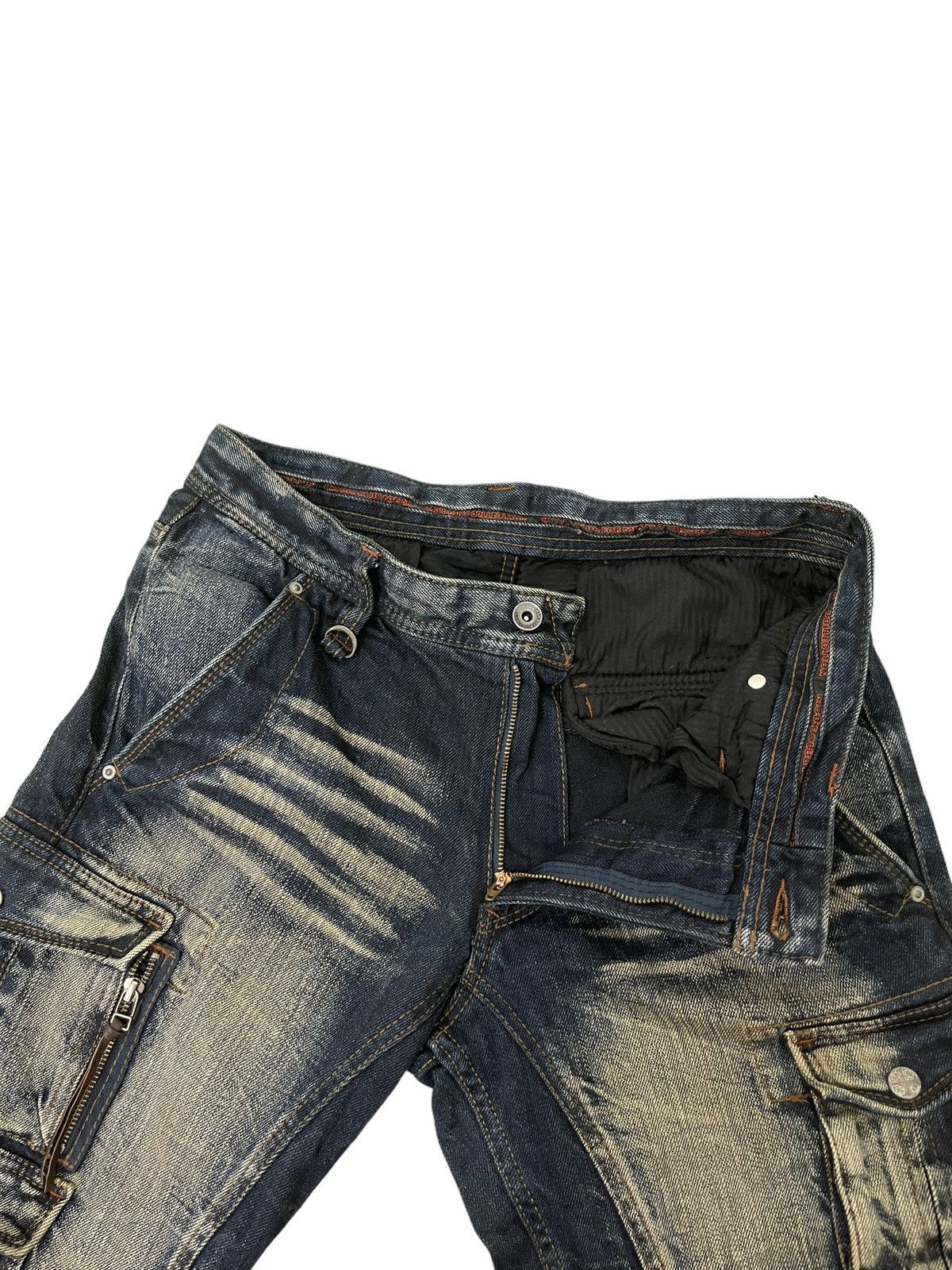 Japanese Brand Slight Flare Cargo Jeans Nicole Club Acid Wash Boot Cut 8🟦4 Size US 33 - 11 Thumbnail