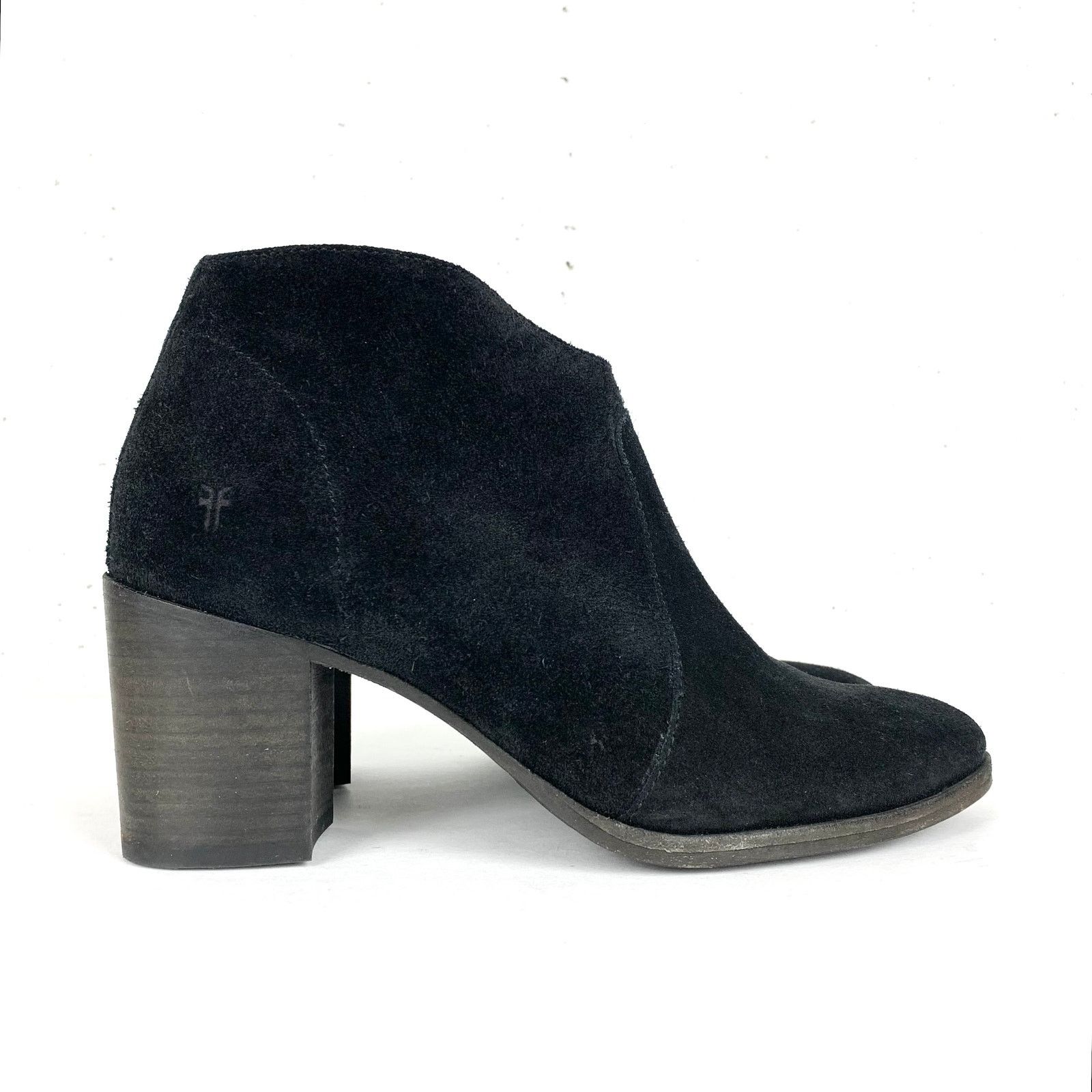 Frye Nora Zip Short Booties Black Suede Ankle
