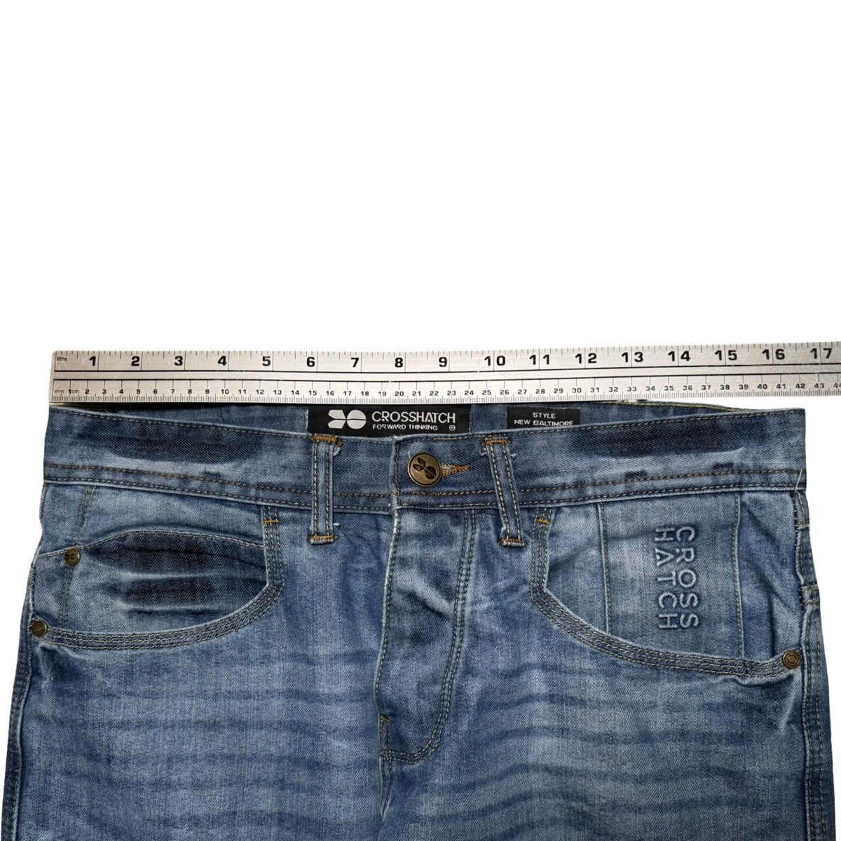 Other Y2K Crosshatch Buckle Back Light Wash Denim Jeans Relaxed 32 Size US 32 / EU 48 - 5 Thumbnail