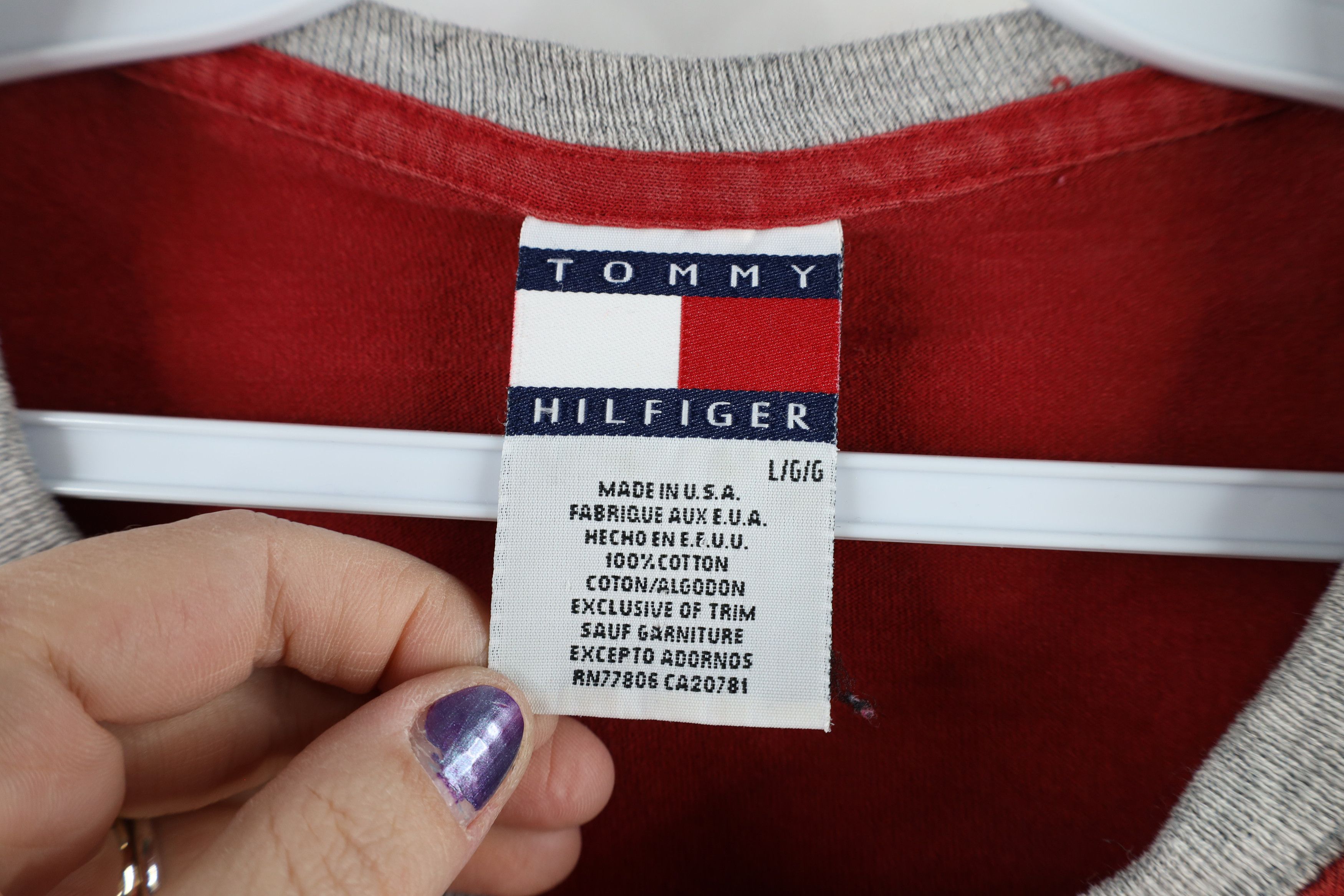 Tommy Hilfiger × Vintage Vintage 90s Tommy Hilfiger Big Logo Long Sleeve T-Shirt USA Size US L / EU 52-54 / 3 - 5 Thumbnail